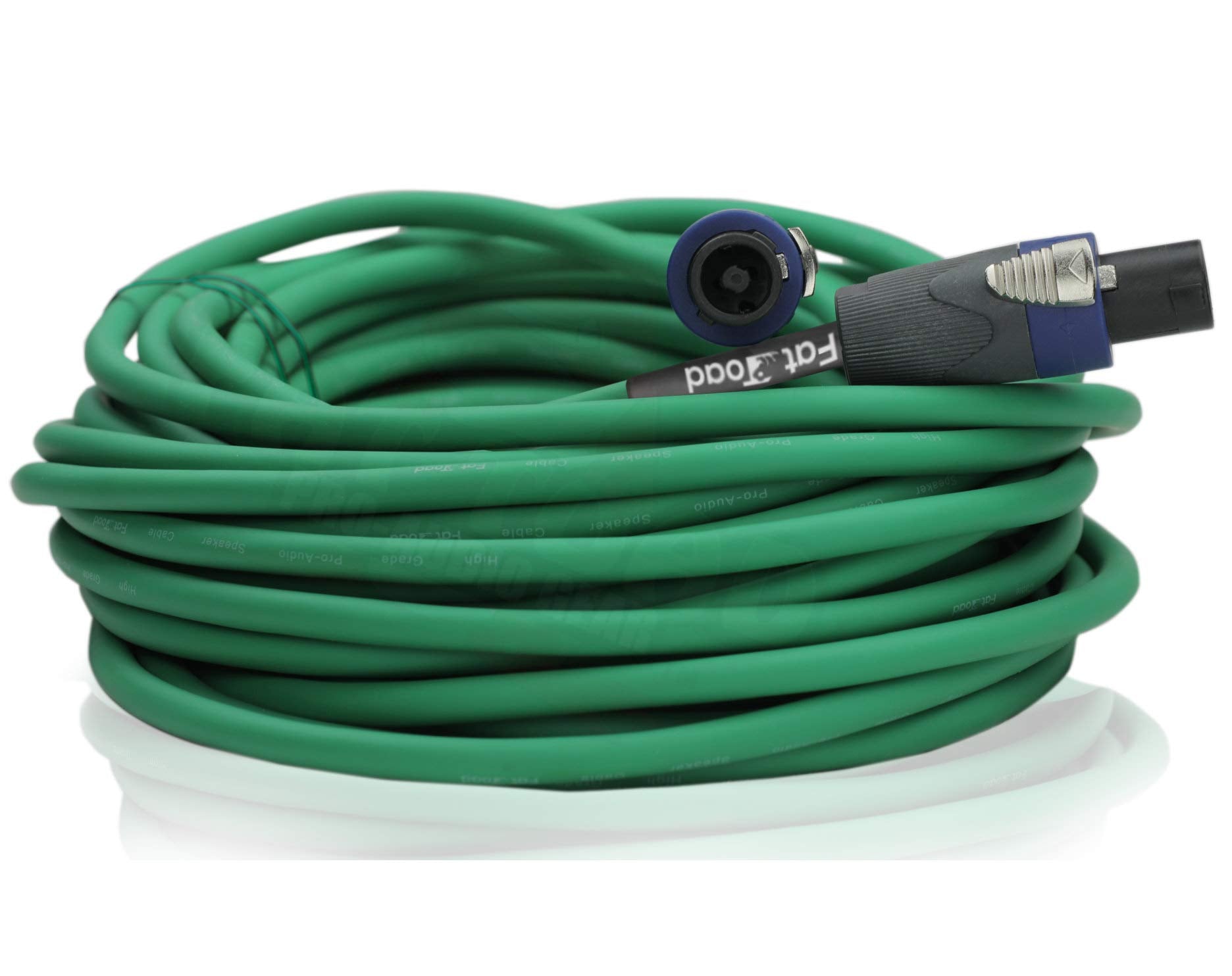 Fat Toad Speakon To Speakon Cables (2 Pack) 50Ft Professional Pro Audio Green Speaker Pa Cord With Twist Lock Connector | 12 Awg