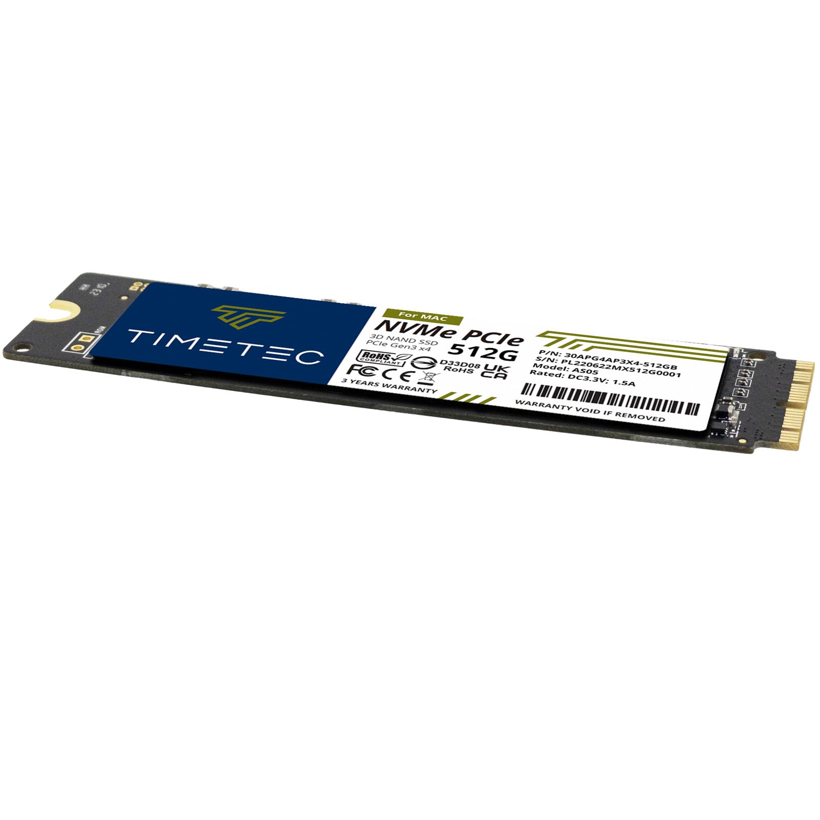 Timetec 512Gb Mac Ssd Nvme Pcie Gen3X4 3D Nand Tlc Read Up To 2,000Mb/S Compatible With Apple Macbook Air (2013 2015, 2017), Mac