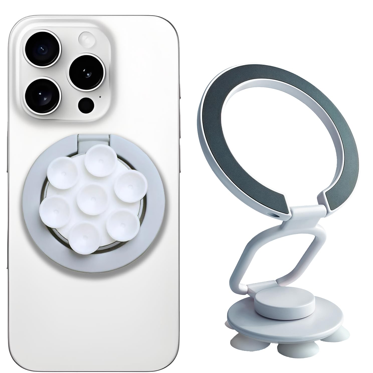 Magnetic Phone Holder Wtih Suction Cup, Multifunctional Cell Phone Stand, Mount, Ring Grip, Kickstand Compatible With Iphone 16/