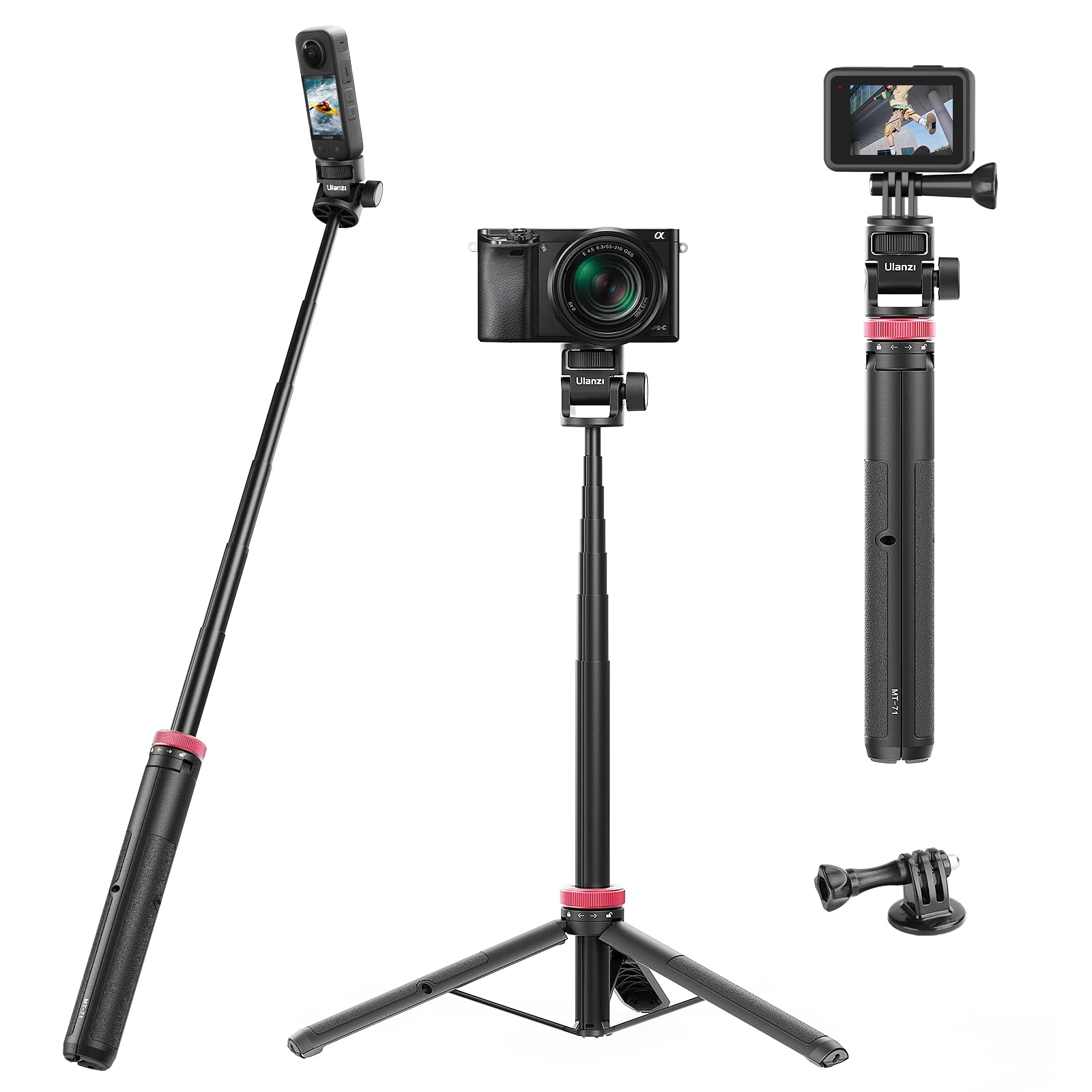 59In Selfie Tripod For Camera   Ulanzi Mt 71 Invisible Long Extendable Selfie Vlog Handle Portable Lightweight Tripod Stand 7 Sections For Action Cameras