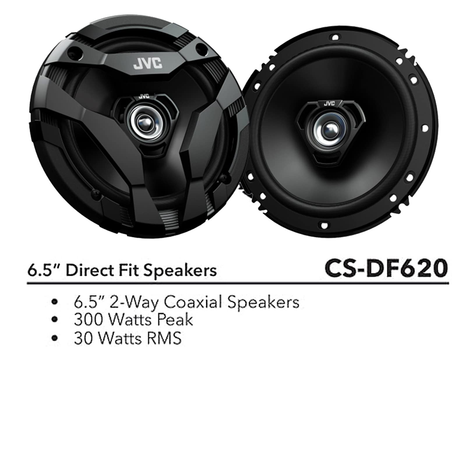 2 Pairs (Qty 4) Of Jvc 6.5'' 300W Max Power Car Audio 2-Way Coaxial Vehicle Speakers Bundle Combo With 50 Ft 16 Gauge Audio Spea