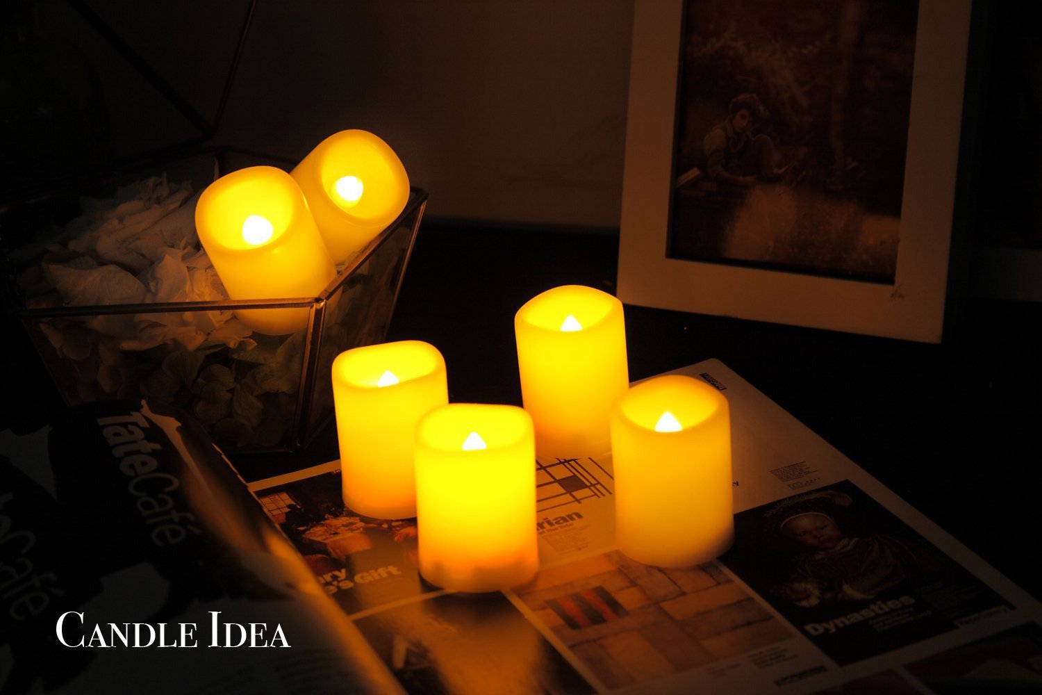 Flameless Flickering Led Votive Tealight Candles Battery Operated With Timer / 6 Hours On And 18 Hours Off Per Cycle, Led Tea Li