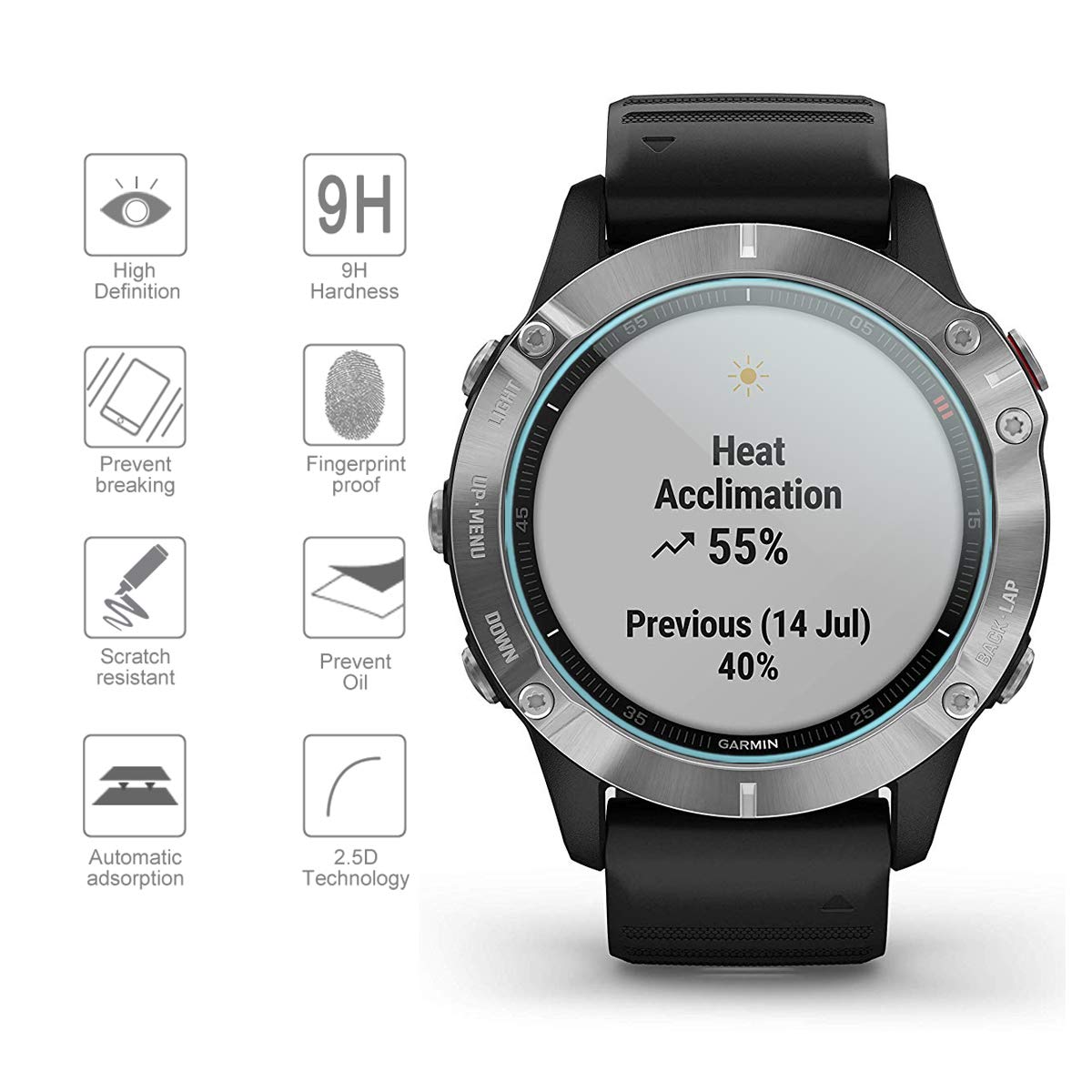 Suoman 3 Pack For Garmin Fenix 6 Screen Protector Tempered Glass For Garmin Fenix 6/6 Pro / 6 Sapphire / 6 Pro Solar, [Anti Scra