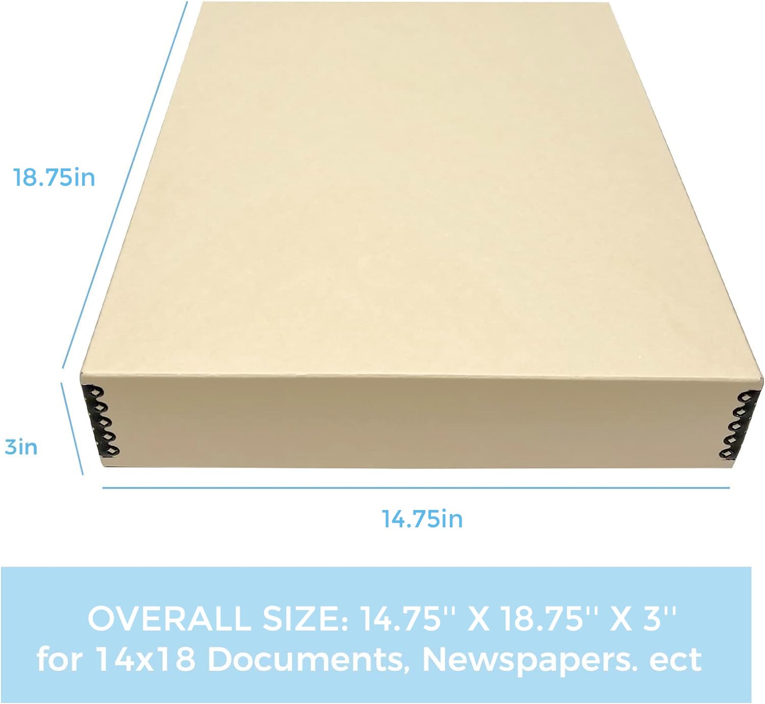 Lineco Museum Archival Storage Box, 14.75X18.75X3 In. Drop Front Design. Acid Free With Metal Edge. Organize Photos, Pictures, Prints, Documents, Crafts, Diy. Tan, 1 Pack