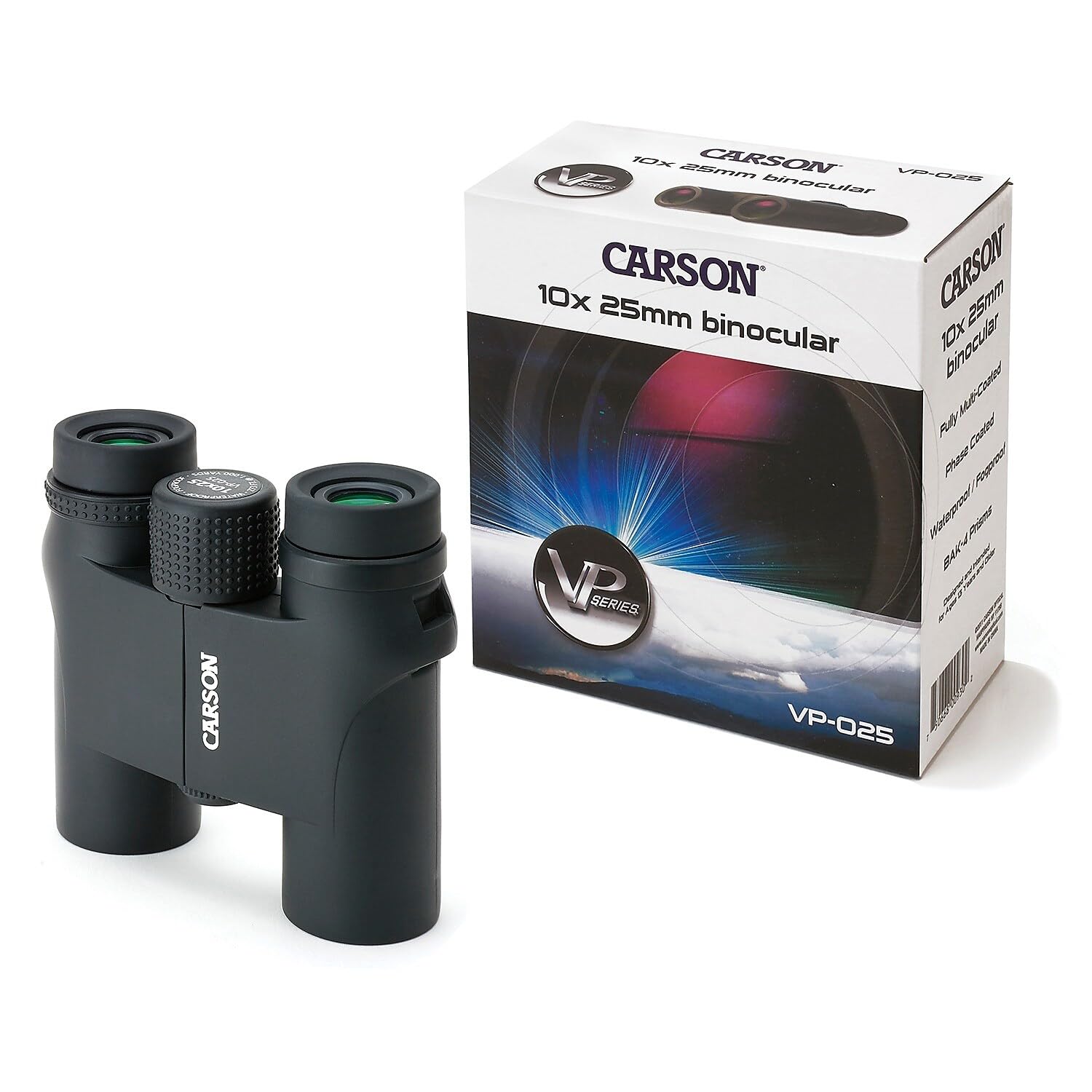 Carson Vp Series Compact 10X25 Mm Waterproof And Fog Proof Binoculars In Black (Vp 025)