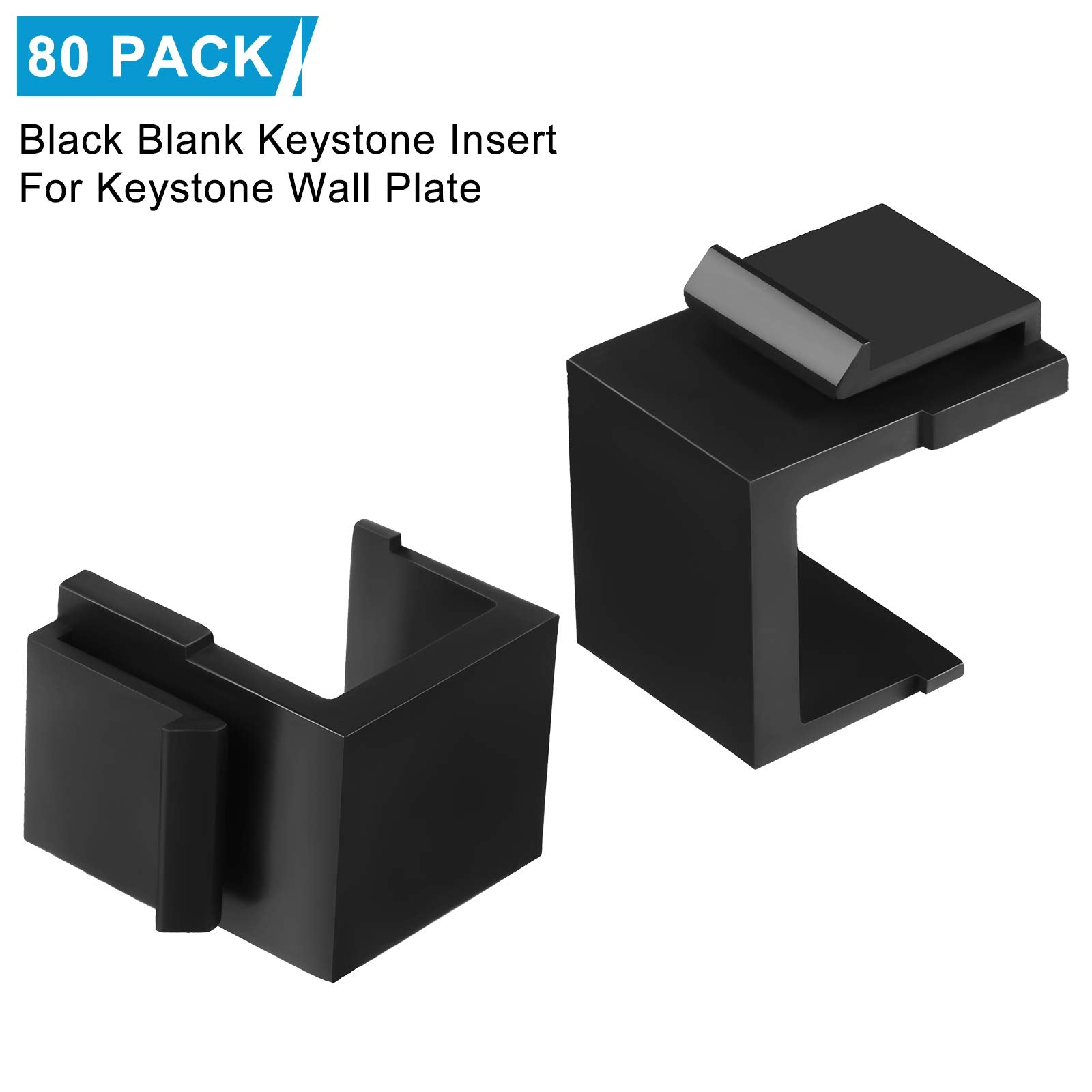 80 Pieces Blank Keystone Jack Inserts For Keystone Wallplate Blank Insert For Wall Plate (Black)