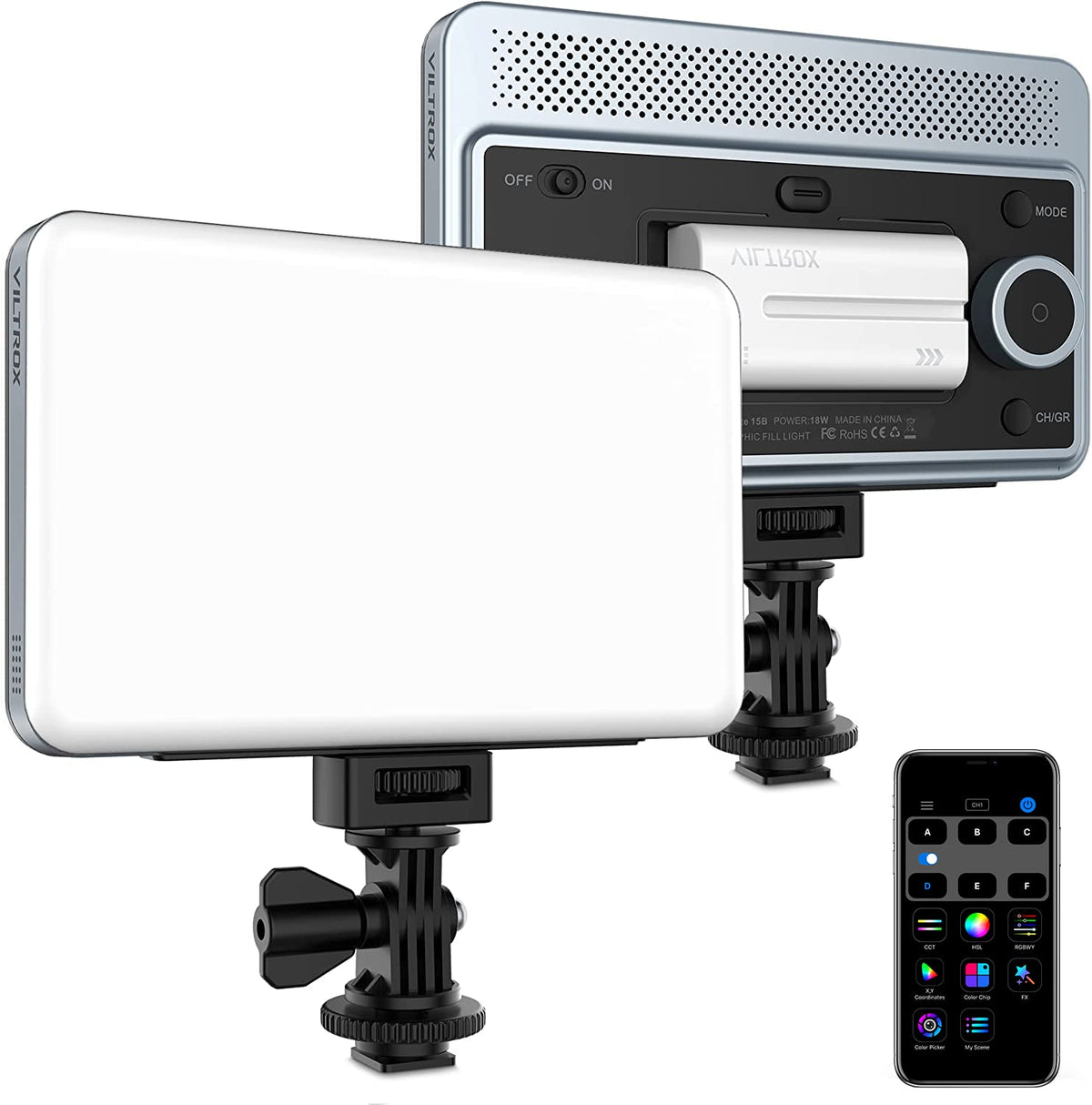 Viltrox 18W 2800K-6800K Cri 95+ On Camera Led Panel Video Light, 1800Lum Smartphone Control Led Key Light, Dimmable Photography 