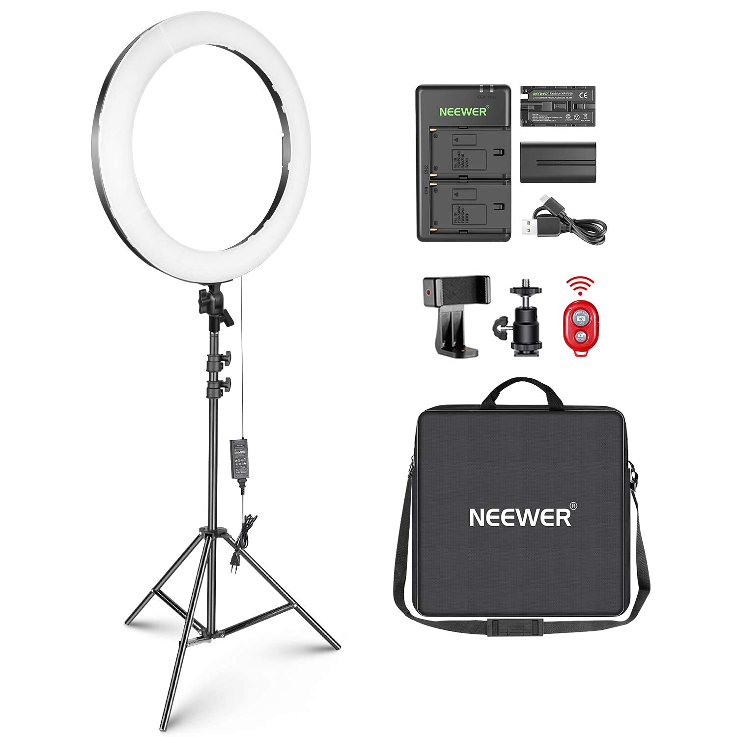 Neewer 20 Inch Led Ring Light Kit For Makeup Youtube Video Blogger Salon   Adjustable Color Temperature With Battery Or Dc Power