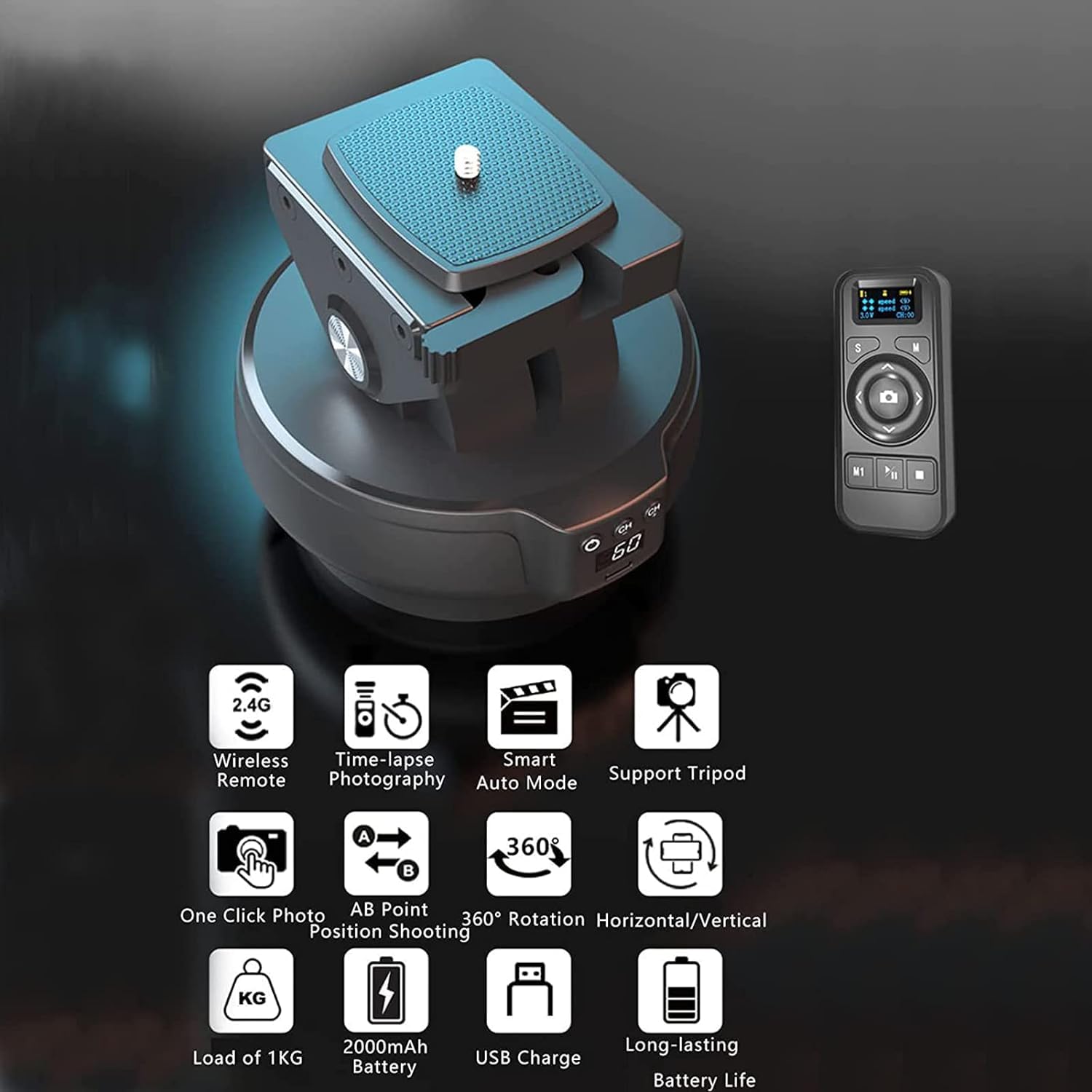 Motorized Pan Tilt Head, 360 Rotation Motorized Panoramic Head, Remote Control Pan Tilt Professional Multifunctional Motorized P