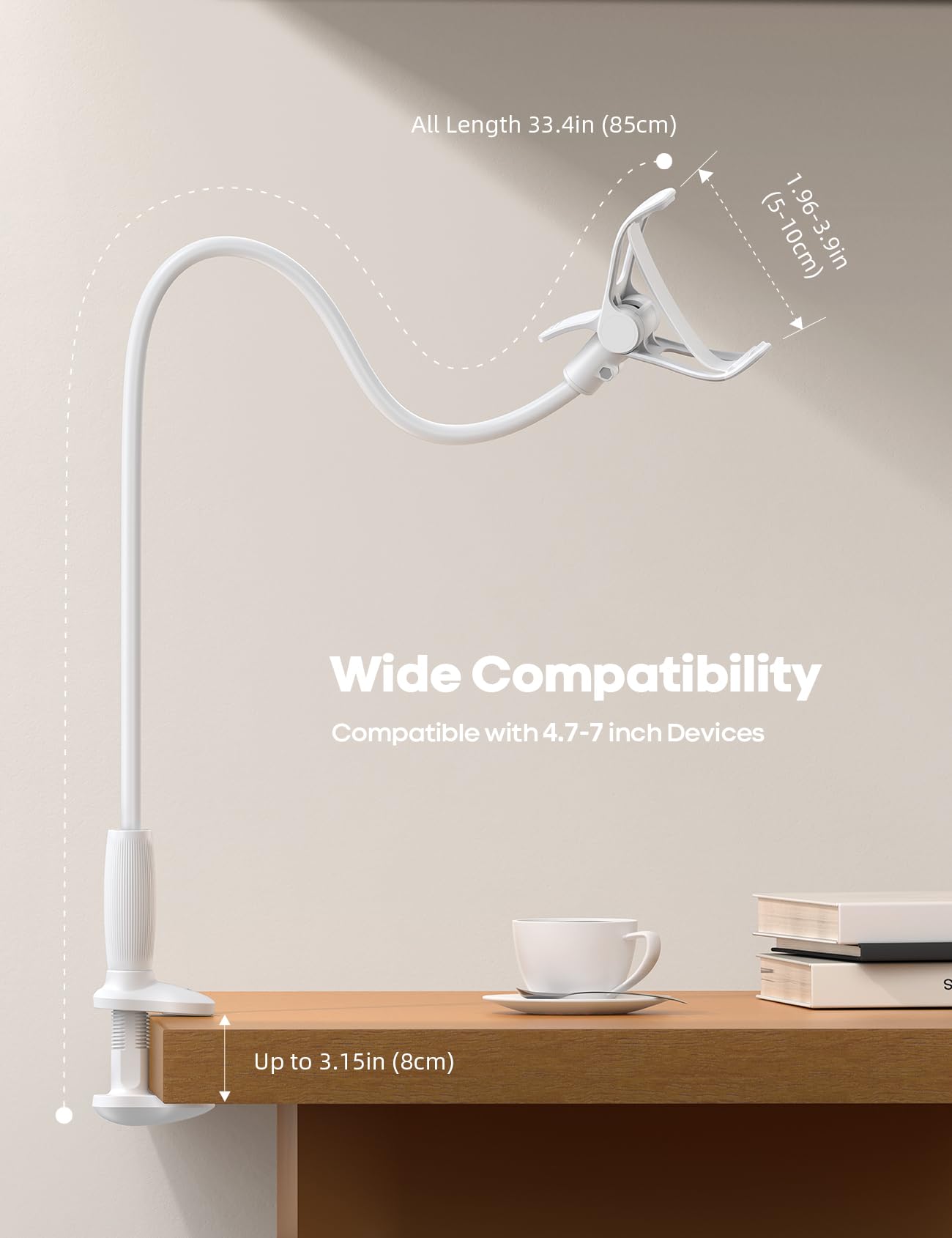 Lamicall Gooseneck Phone Holder For Bed   360 Adjustable Clamp Clip, Overhead Cell Phone Mount Stand For Desk, Compatible With A