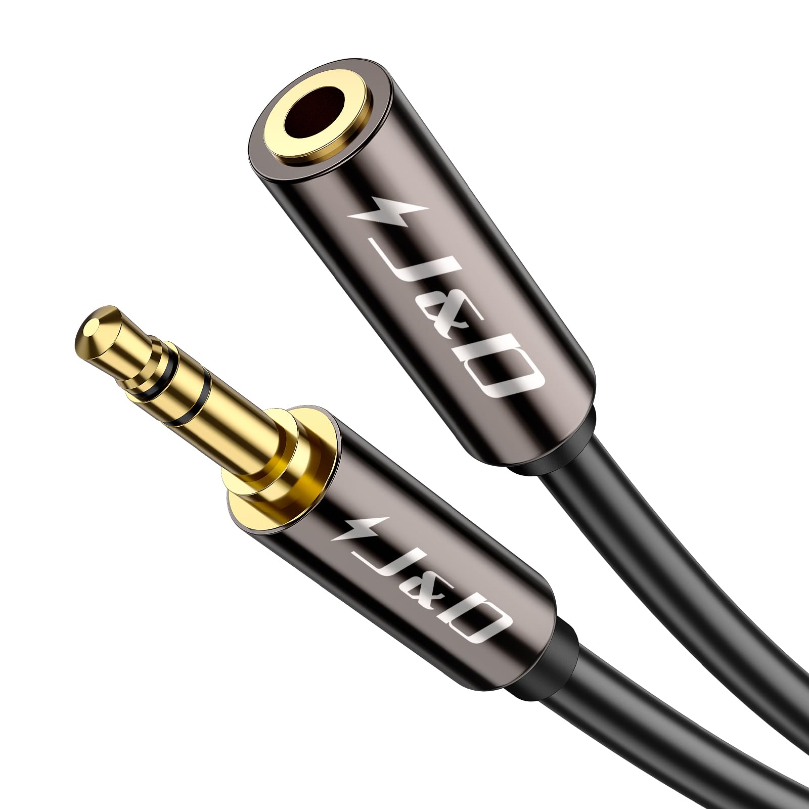 J&D 3.5mm Auxiliary Audio Extension Cable, Gold Plated Copper Shell Heavy Duty 1/8 inch TRS Male to Female Stereo Audio Adapter for Home/Car Speakers, Smartphones, Headphones, Tablets, 6 Feet -Like New