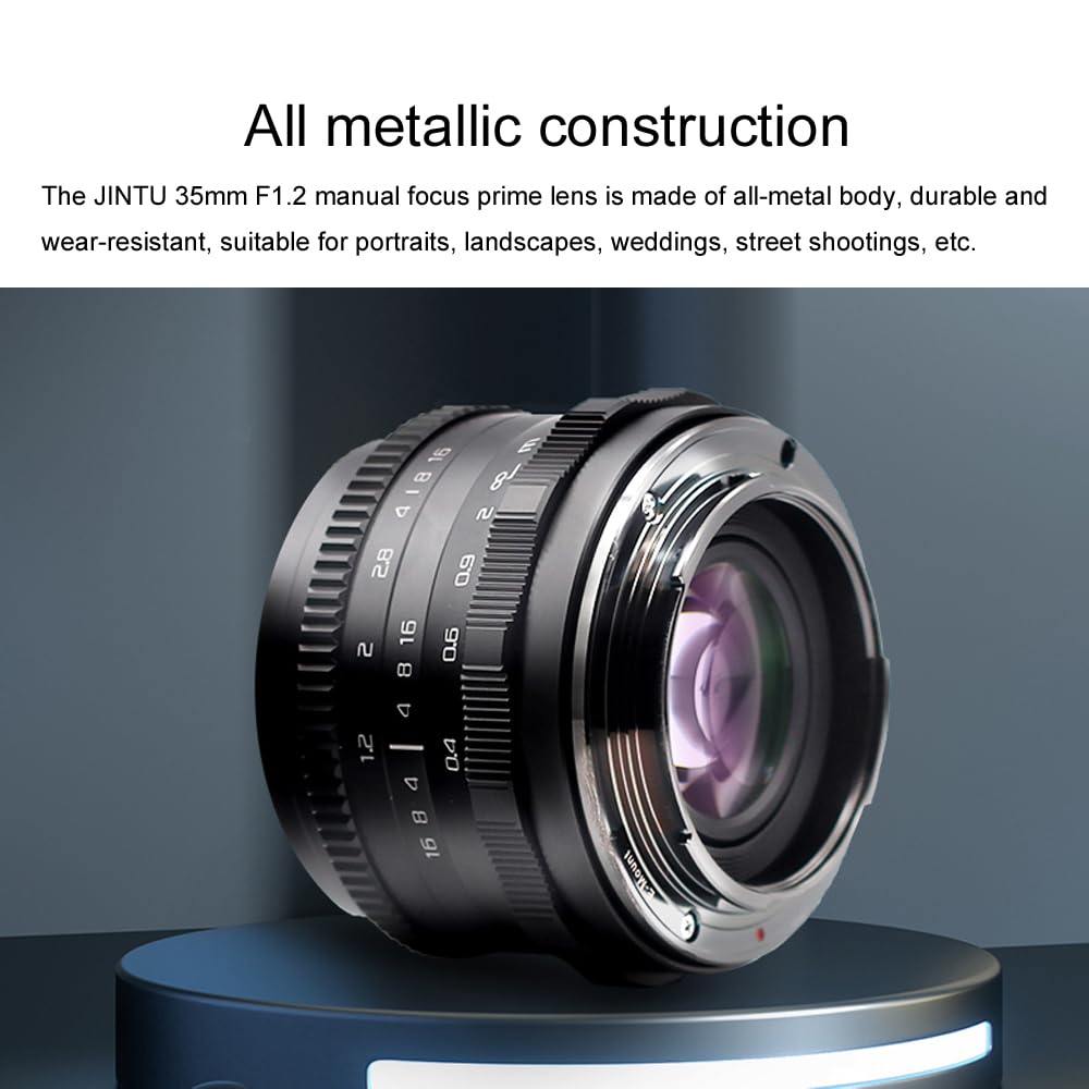 Jintu 35Mm F1.2 Manual Prime Portrait Lens Large Aperture Aps C Compatible With Sony E Mount Mirrorless Cameras A6000 A6100 A660
