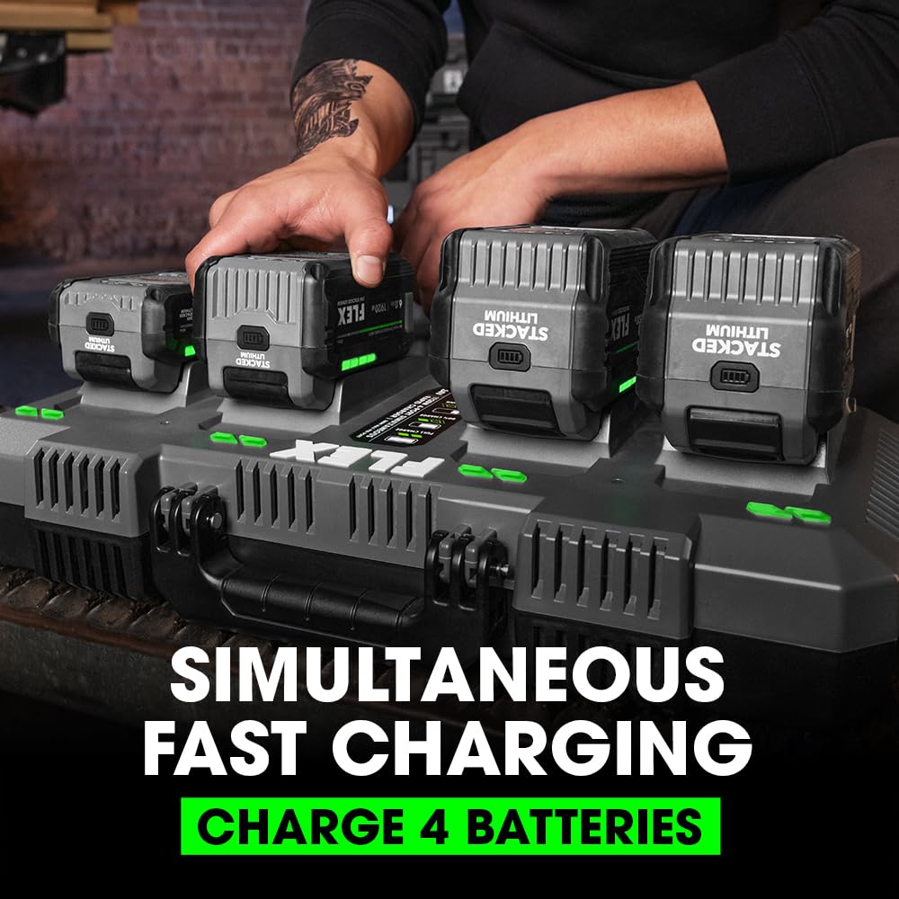 Flex 24V 1120W 4 Port Simultaneous Lithium Ion Battery Rapid Charger (280W Per Port)   Fx0451 Z