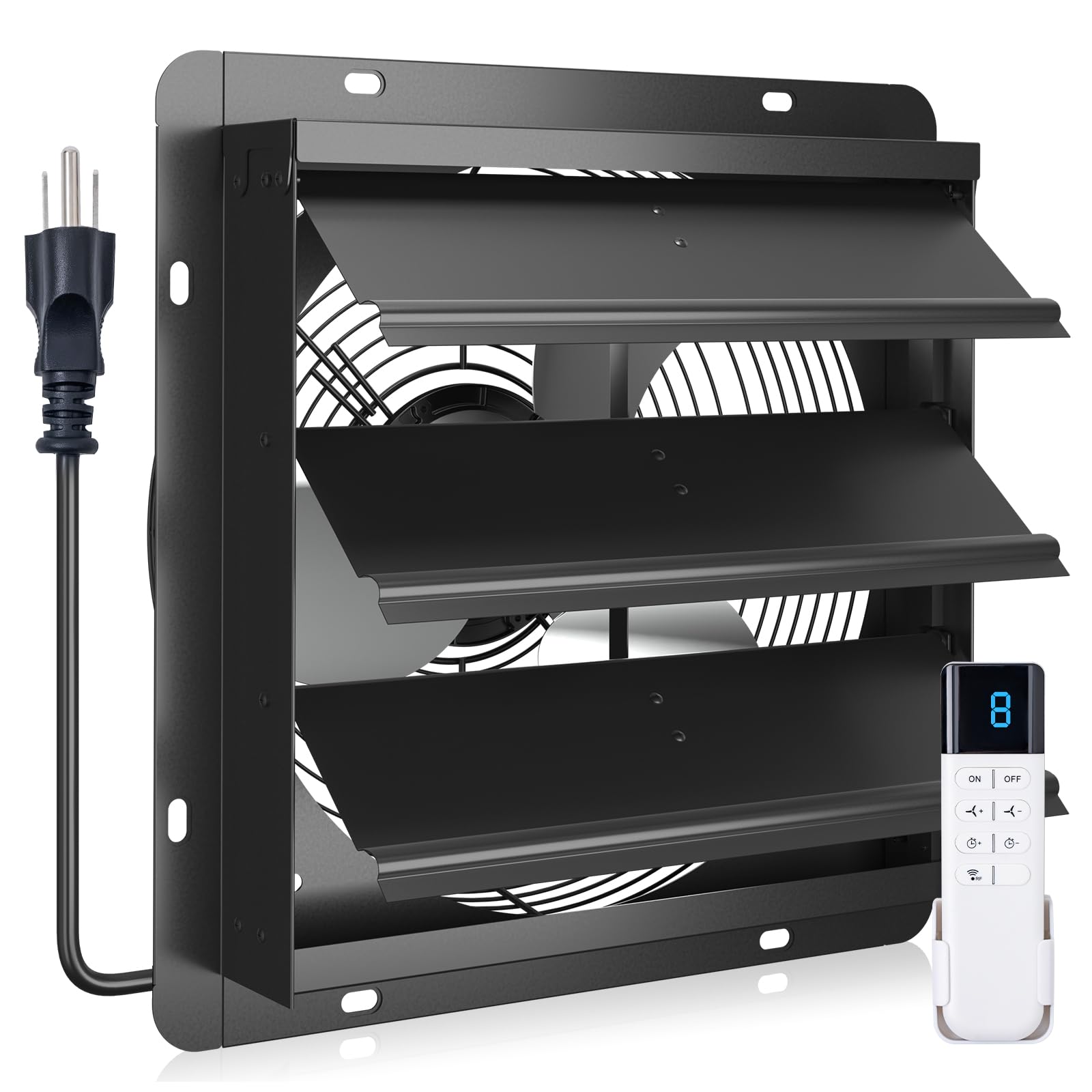 addlon 10 Inch Shutter Exhaust Fan Wall Mounted with EC Motors and Remote Control, Timer, 8 Speeds, 850CFM, Low Noise, Easy to I