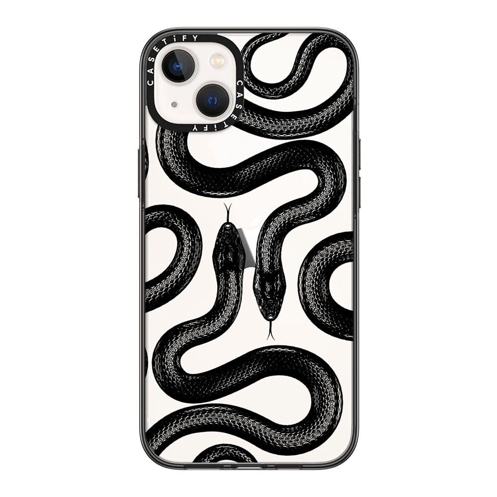 Casetify Compact Iphone 14 Plus Case [2X Military Grade Drop Tested / 4Ft Drop Protection]   Black Kingsnake   Clear Black