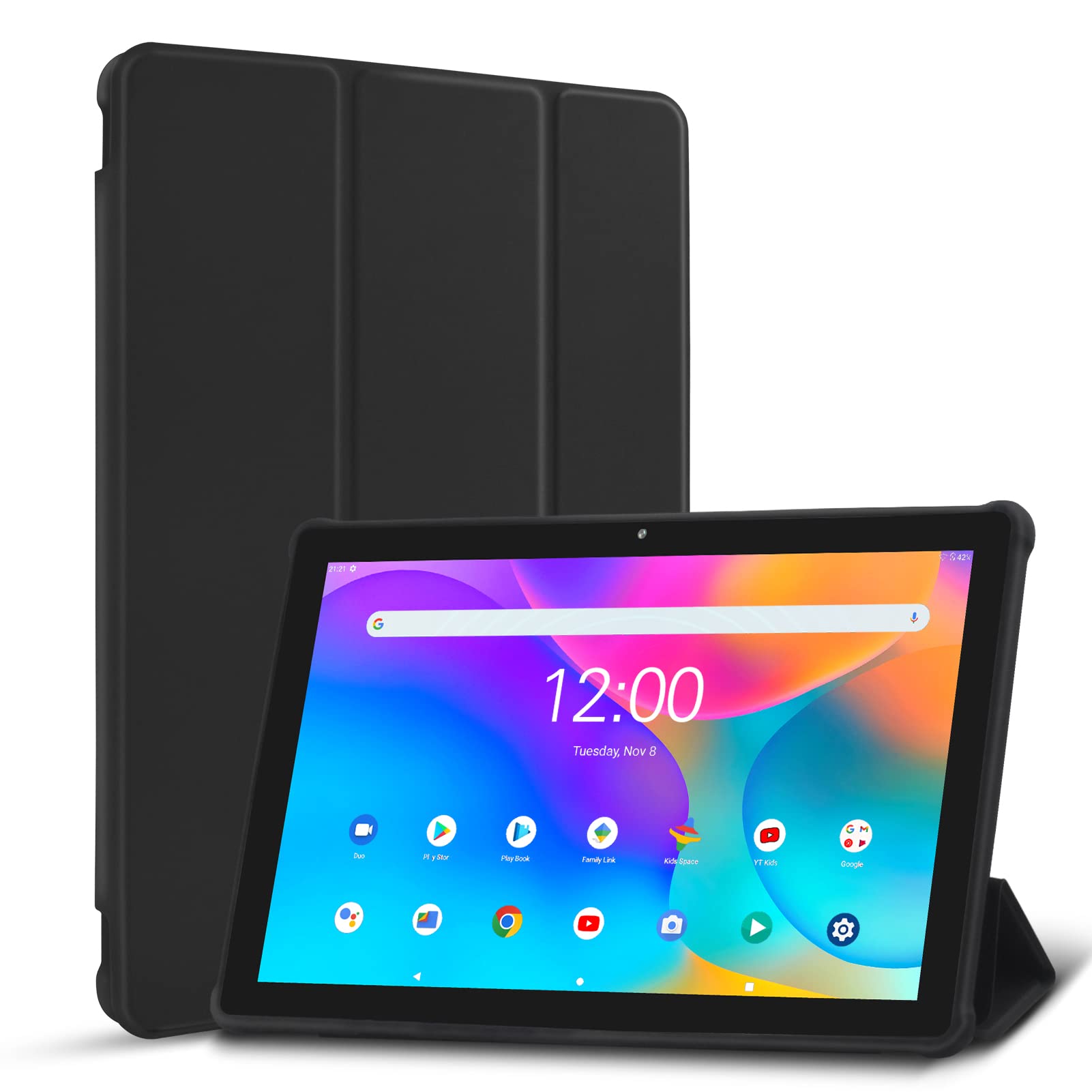 Pritom M20 10'' Tablet With Case, Android 12 Tabletas, 3G Ram, 64 Gb Rom, 512 Gb Expandable, Quad Core 1.6Ghz Processor, 6000Mah