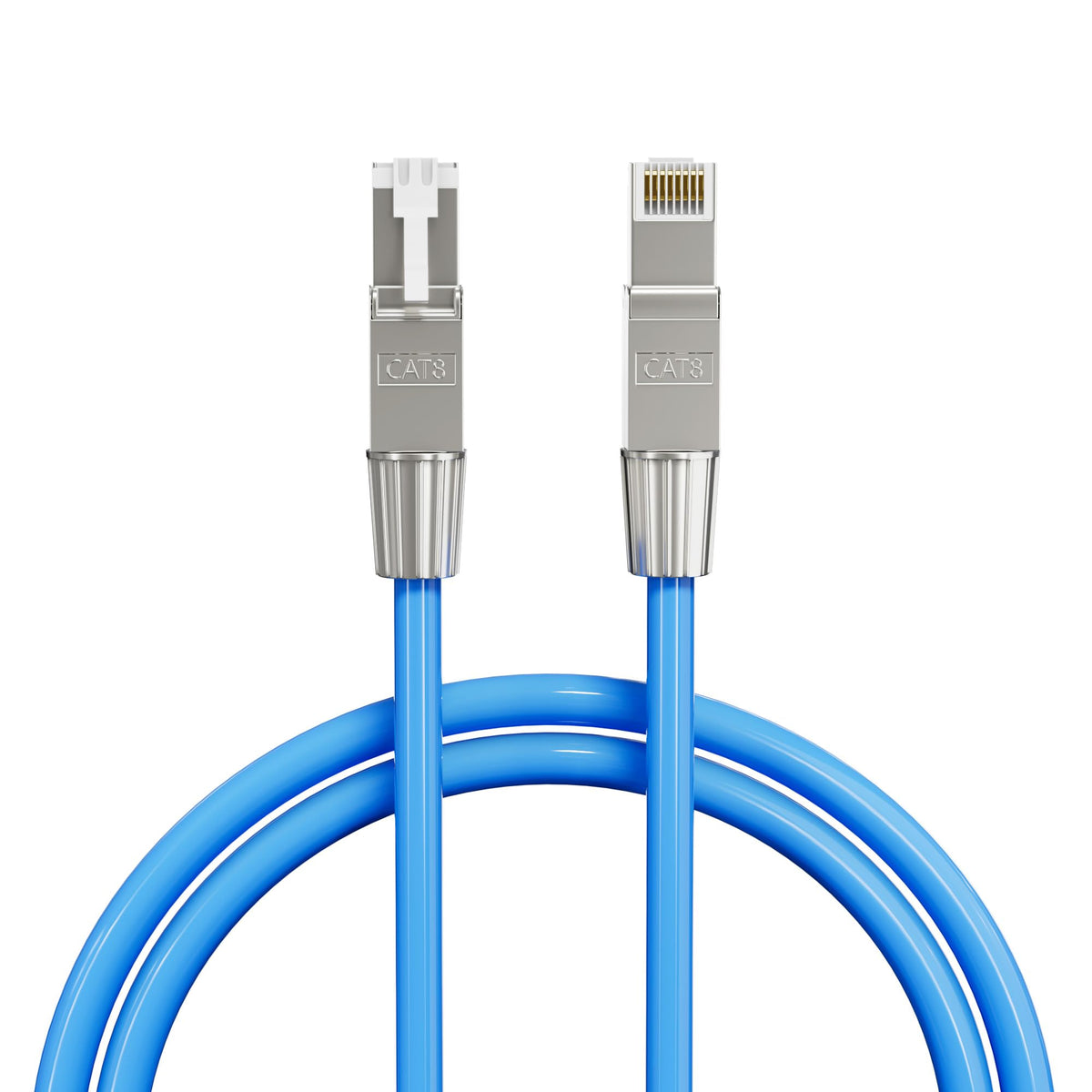 Syston Cat8 Ethernet Cable Patch 100Ft Blue, 2000Mhz 2Ghz 40Gb Solid Bare Copper S/Ftp Braided Shielded, 22/4 22 Awg 4 Pair Cmr 