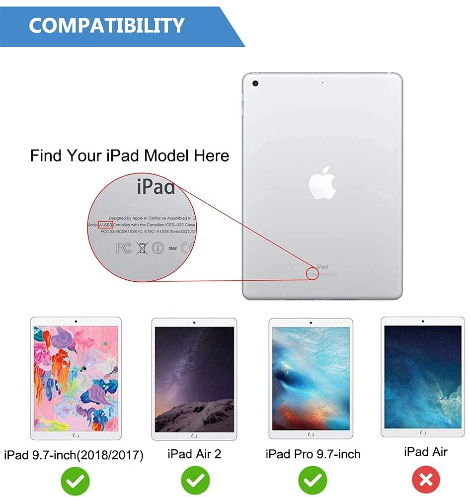 Tsqqst Ipad 5Th/6Th Generation Case Pink Purple For Kids Girls With Glass Screen Protector 2017 2018 | Ipad Air 2 Case W/Stand+S