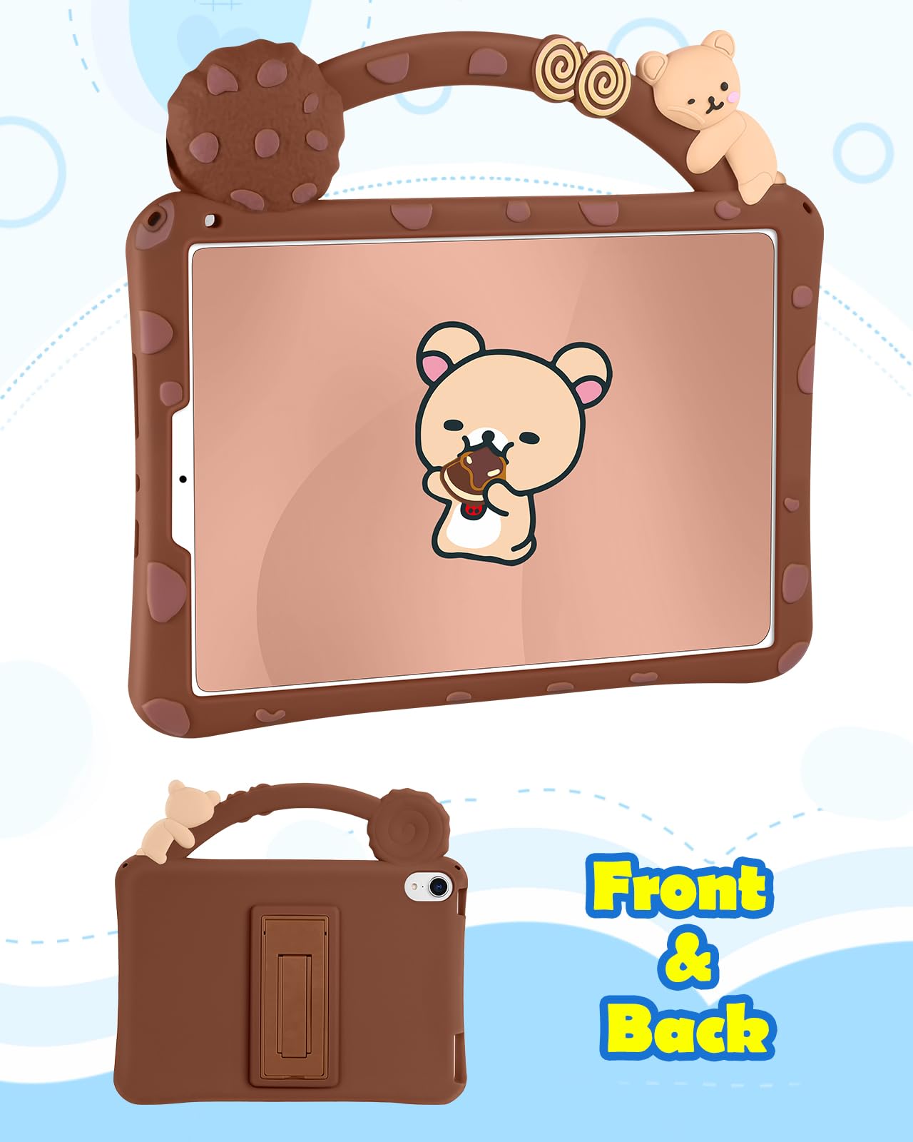 Wazzasoft For Ipad Mini 6 Case 8.3 Inch Girls Boys Cute Kawaii Cover 3D Cartoon Girly Women Soft Silicone With Rotating Handle S