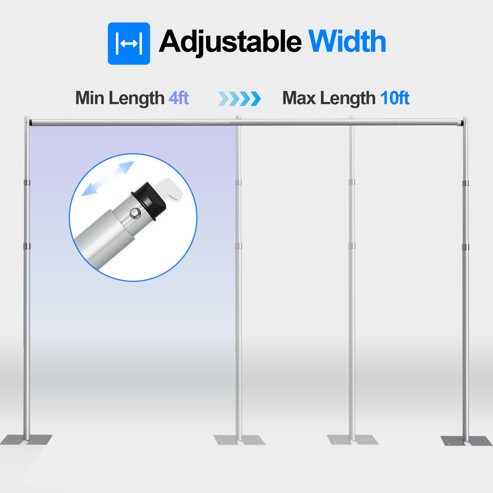 Gloshooting Pipe And Drape Backdrop Stand Kit, Heavy Duty Backdrop Stand 8.6Ftx10Ft, Adjustable Background Stand For Photography