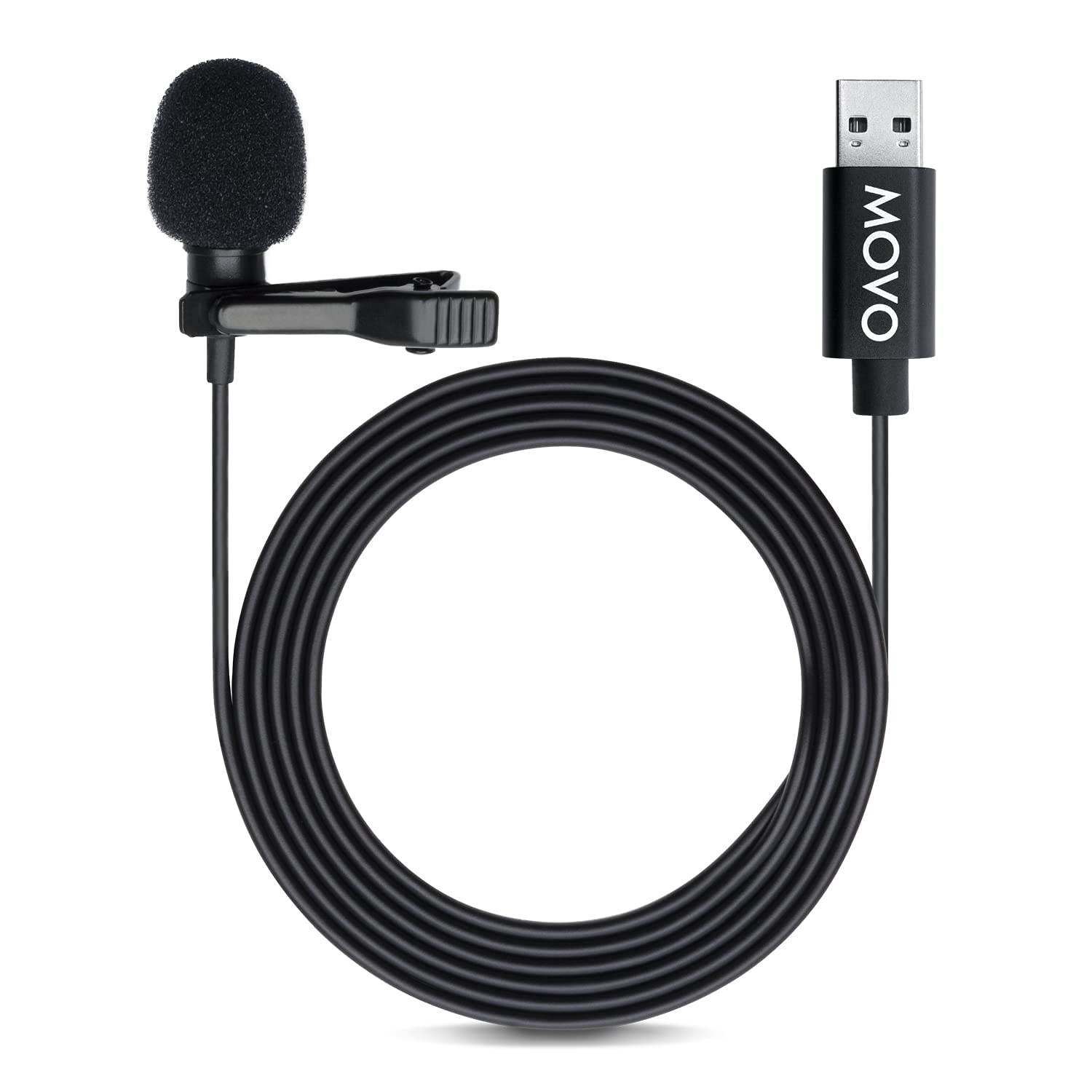 Movo M1 USB Lavalier Lapel Clip-on Omnidirectional Computer Microphone for Laptop, PC and Mac, Perfect Podcasting, Gaming, Strea