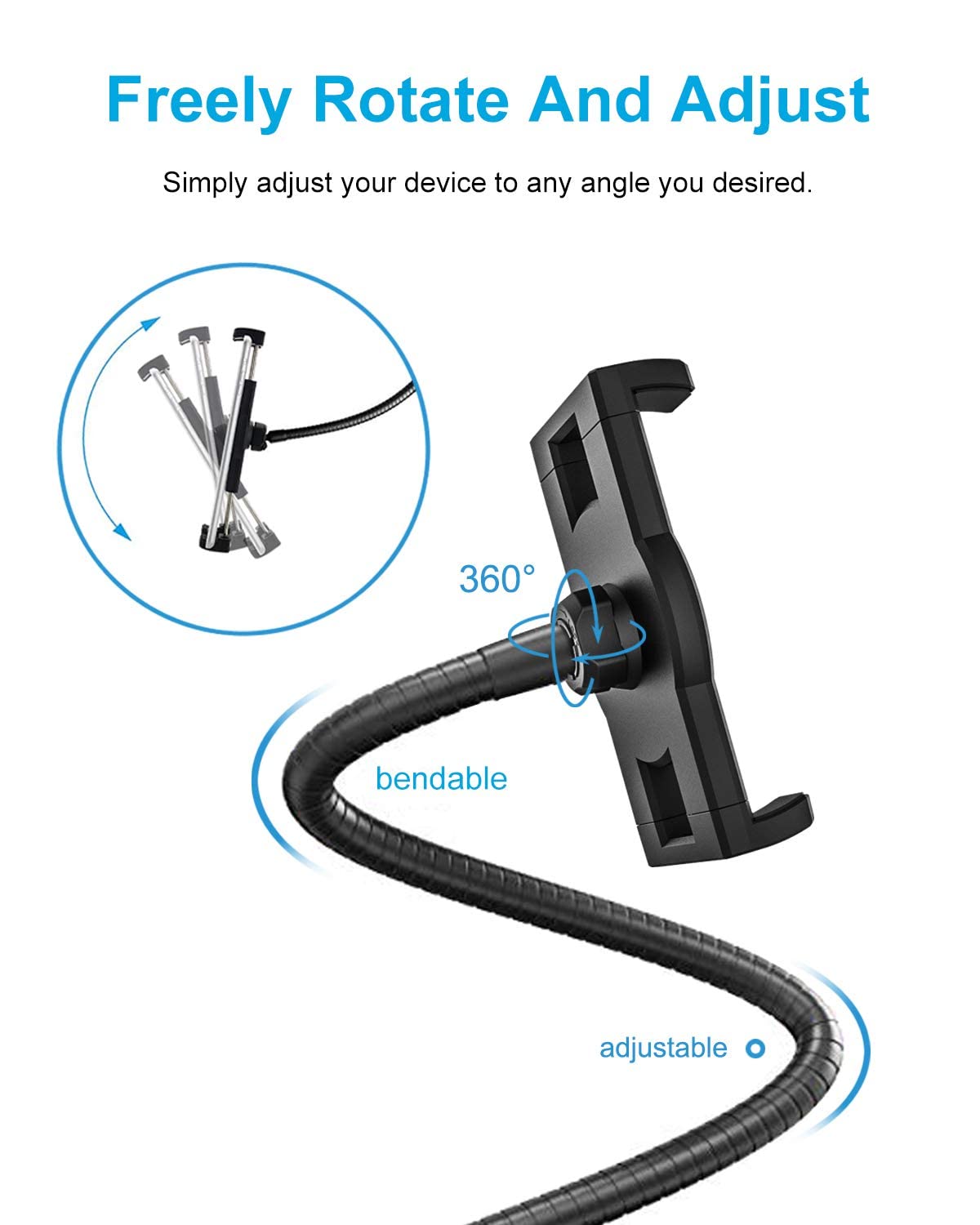 Woleyi Car Or Truck Seat Rail Tablet Mount, Heavy Duty Gooseneck Car Floor Tablet & Phone Holder For Ipad Pro 9.7, 11, 12.9/ Air