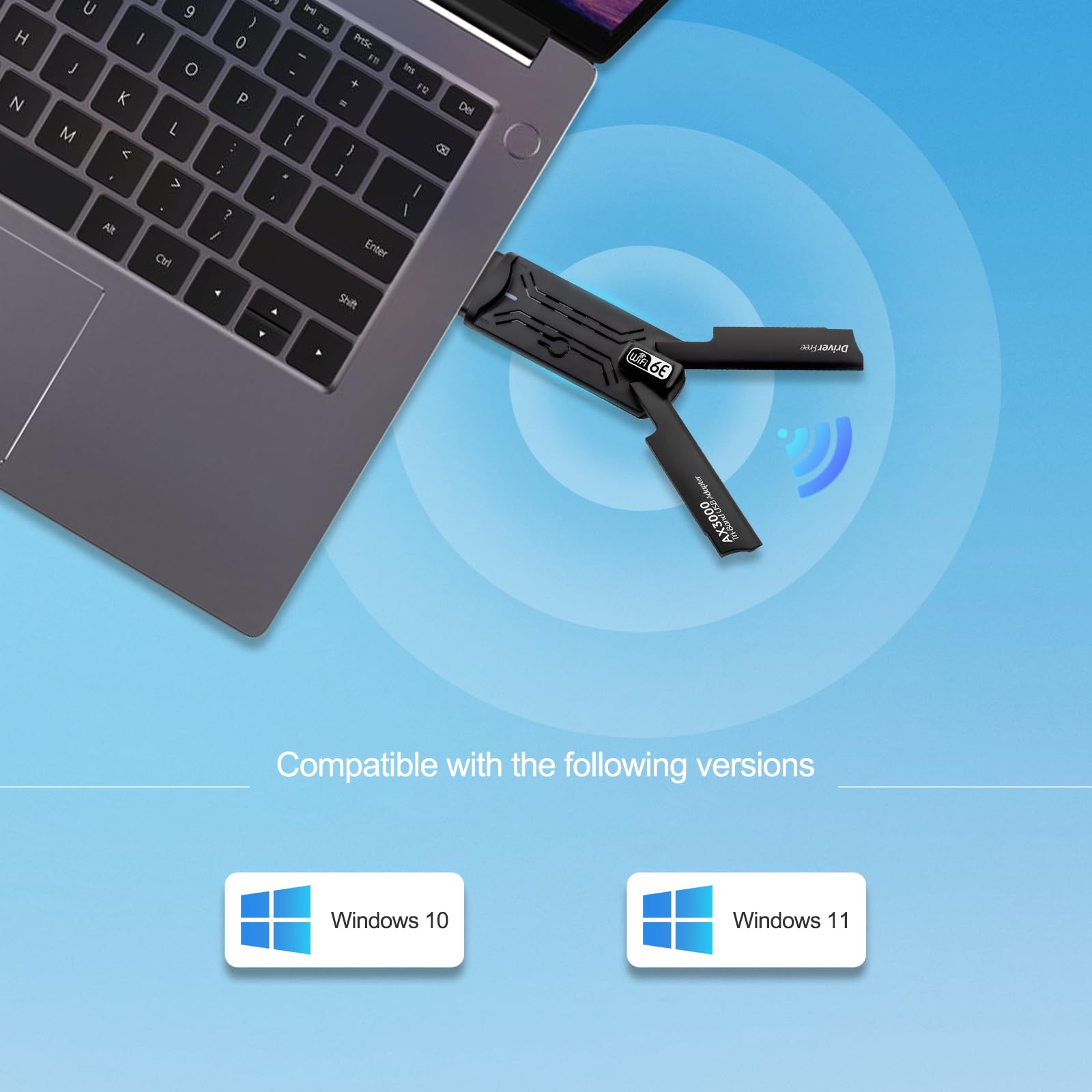 Usb Wifi 6E Adapter,Ax5400Mbps Tri Band 2.4Ghz/ 5Ghz/6Ghz Wireless Network Adapter For Pc,Usb 3.0,Supports Windows 10/11, Black,