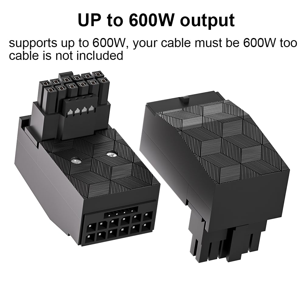 12Vhpwr 90 Degree Adapter: 16 Pin Gpu Power Connector 600W Pcie5.0 Right Angle Power Adapter For 12+4Pin Rtx 3090Ti 4070Ti 4080