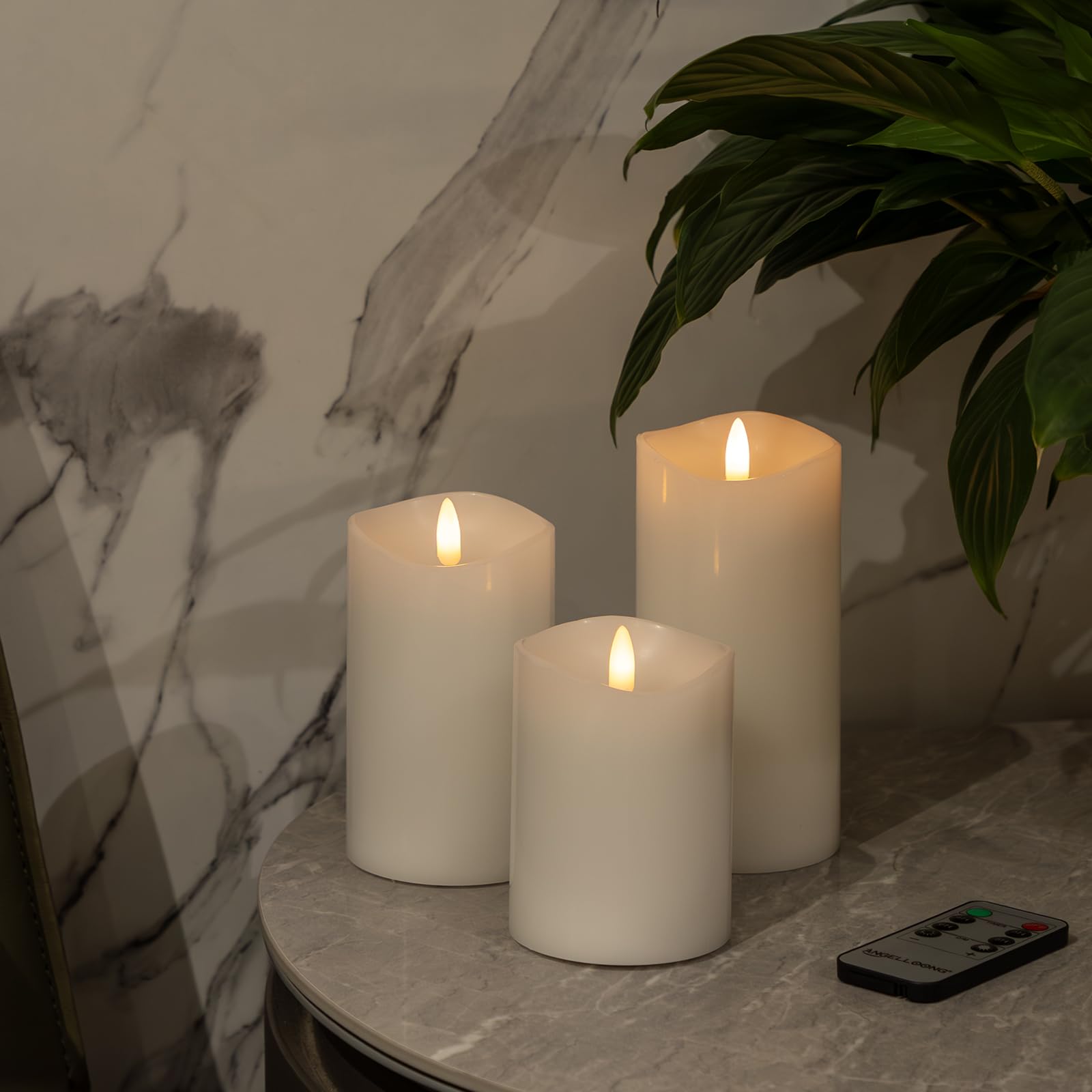 Flickering Flameless Candles With 3D Moving Flame, Battery Operated Candles With Timer, Real Wax Pillar Electric Led Candle For