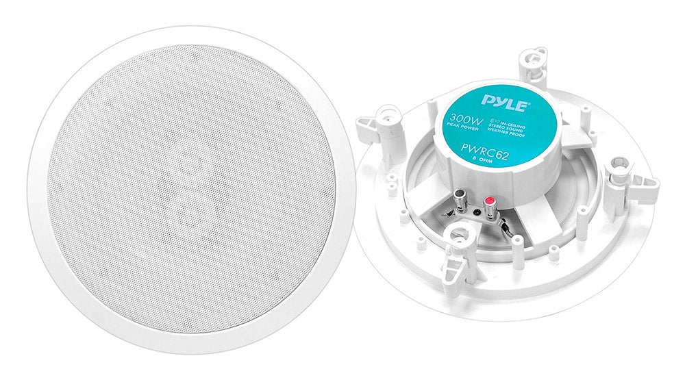 Pyle 6.5 Ceiling Wall Mount Speakers 2 Way Weatherproof Full Range Woofer Speaker System Flush Design W/60Hz 22Khz Frequency Res