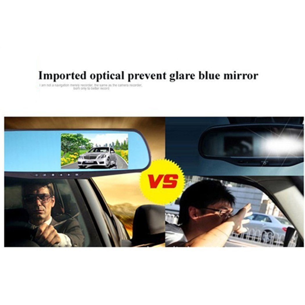 Car Dvr Rear View Mirror Video Recroder 4.3'' Inch Back Up Car Camera Dual Lens Cam Night Vision Front And Rear Backup Reverse S