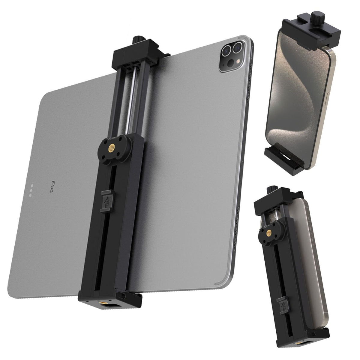 Teefeet Adjustable Tripod Mount Adapter For Ipad And Phone With 360Ball Head Tablet Clamp Mount With 1/4'' Screw Holes, Tablet H
