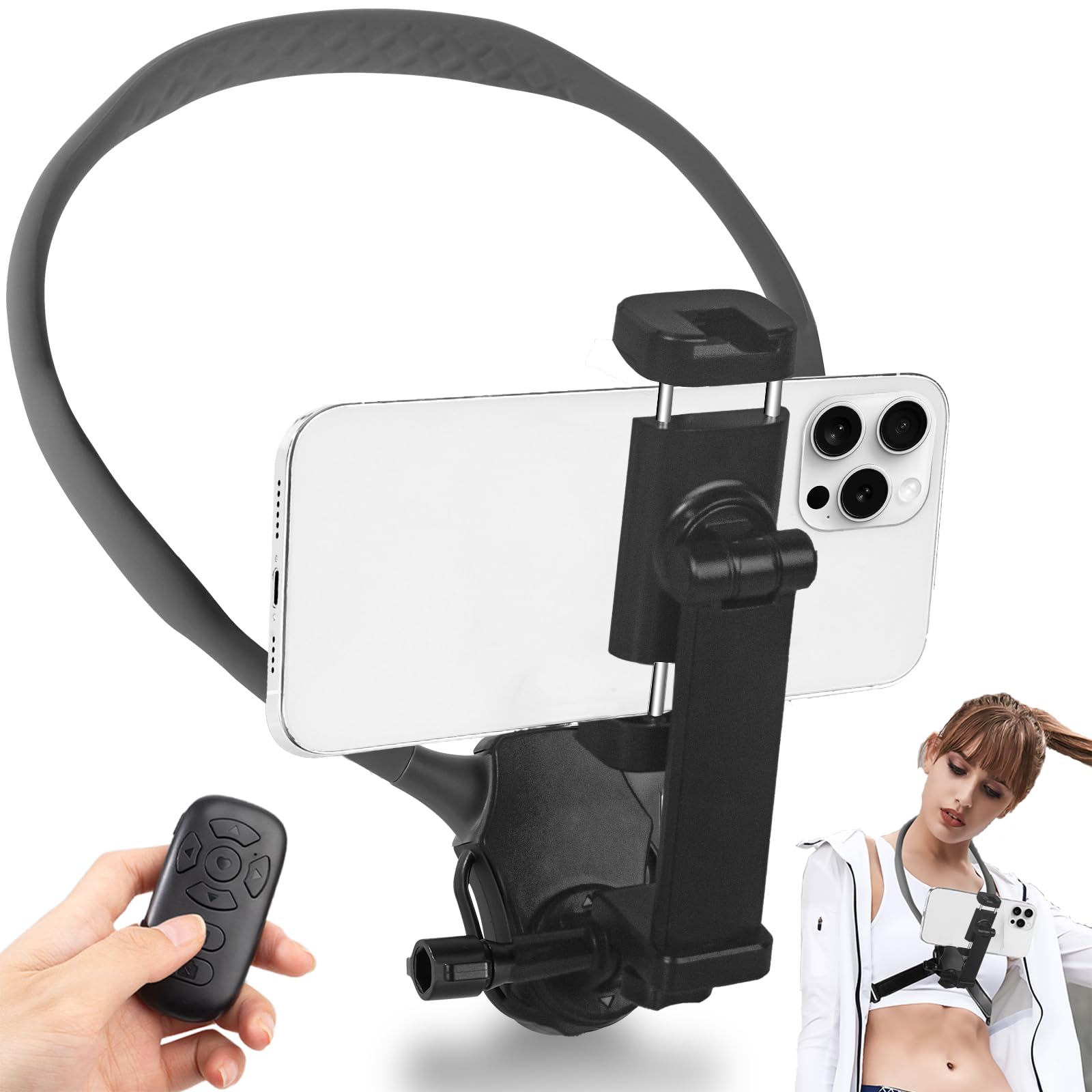 Xlmjdzq Phone Chest Mount,Magnetic Neck Chest Mount With Wireless Remote,Neck Holder For Iphone Android Phones,Pov Phone Holder(