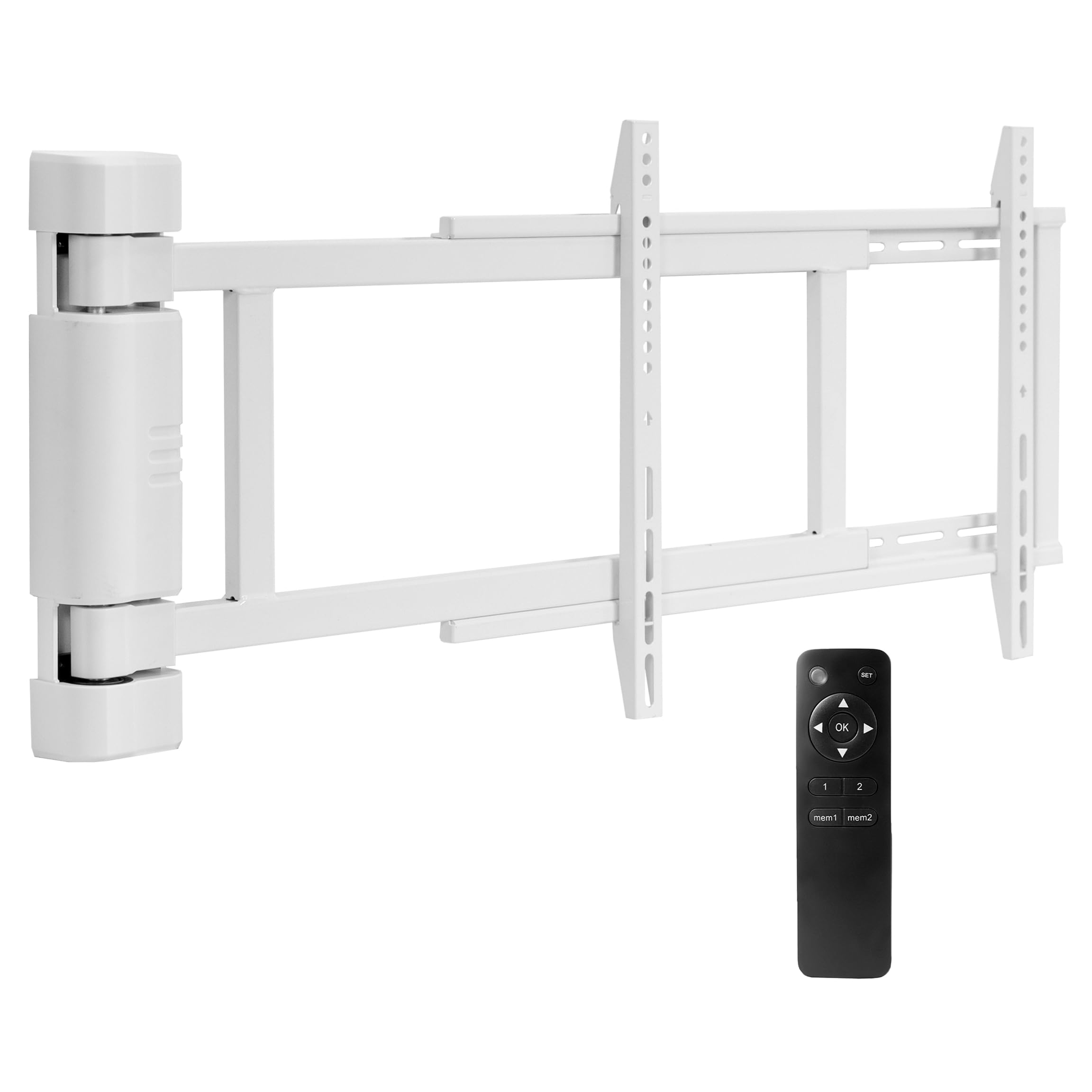VIVO Steel Low Profile Electric TV Wall Mount for 32 to 75 inch LCD LED Plasma Screens, Motorized Swing TV Bracket with 90 Degree Swivel, White, MOUNT E WM075W