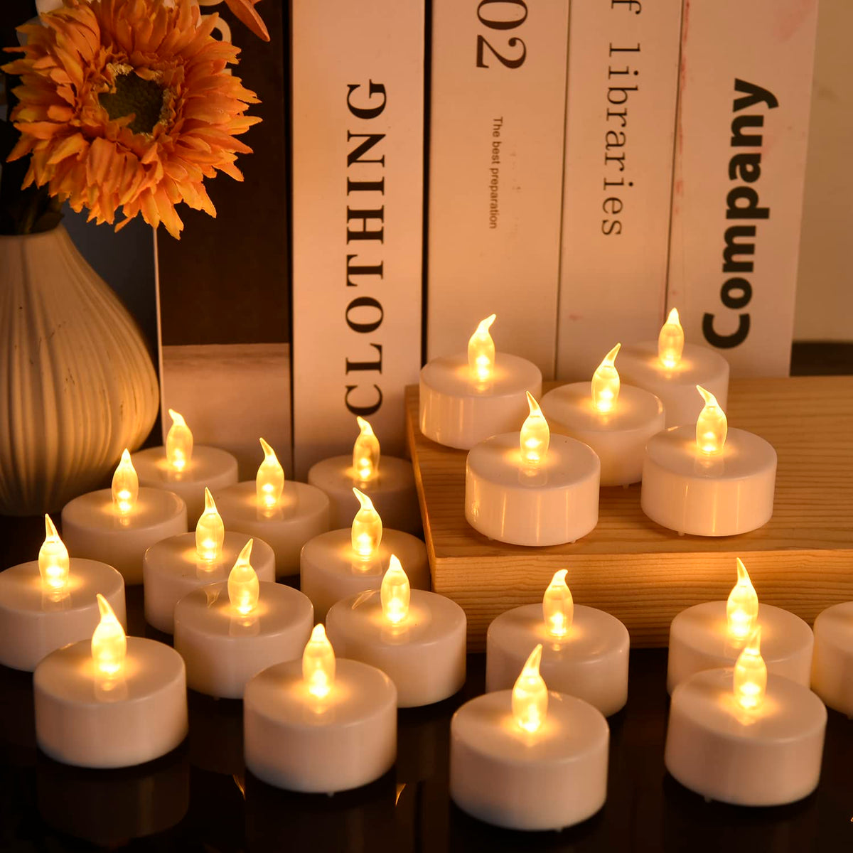 Tea Light, 12 Pack Flameless Led Tea Lights Candles Flickering Warm Yellow 200+ Hours Battery-Powered Tealight Candle. Ideal For