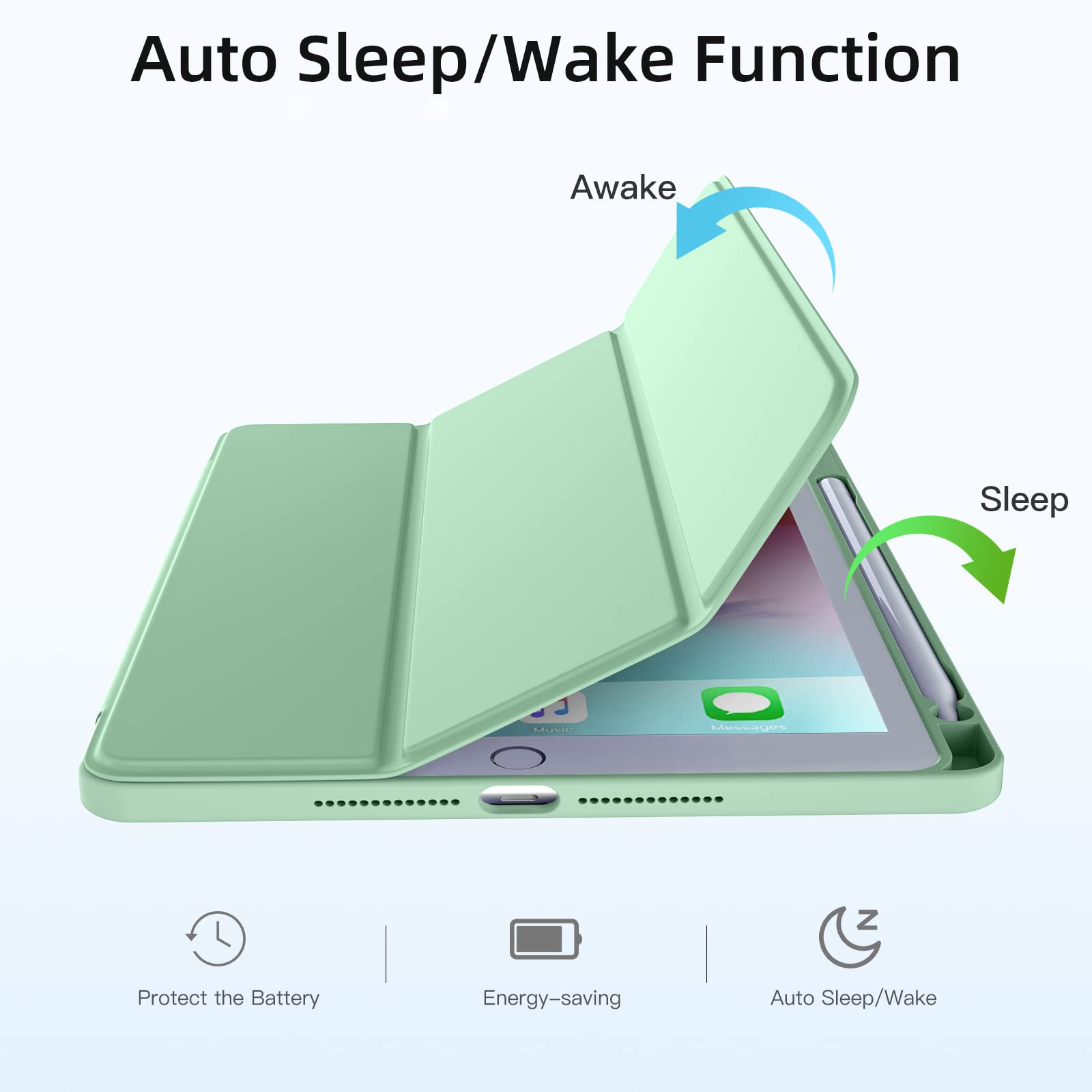 Wenlaty Case Compatible With Ipad 9Th /8Th /7Th Generation (2021/2020/2019), Full Body Protective With Pencil Holder, Clear Case