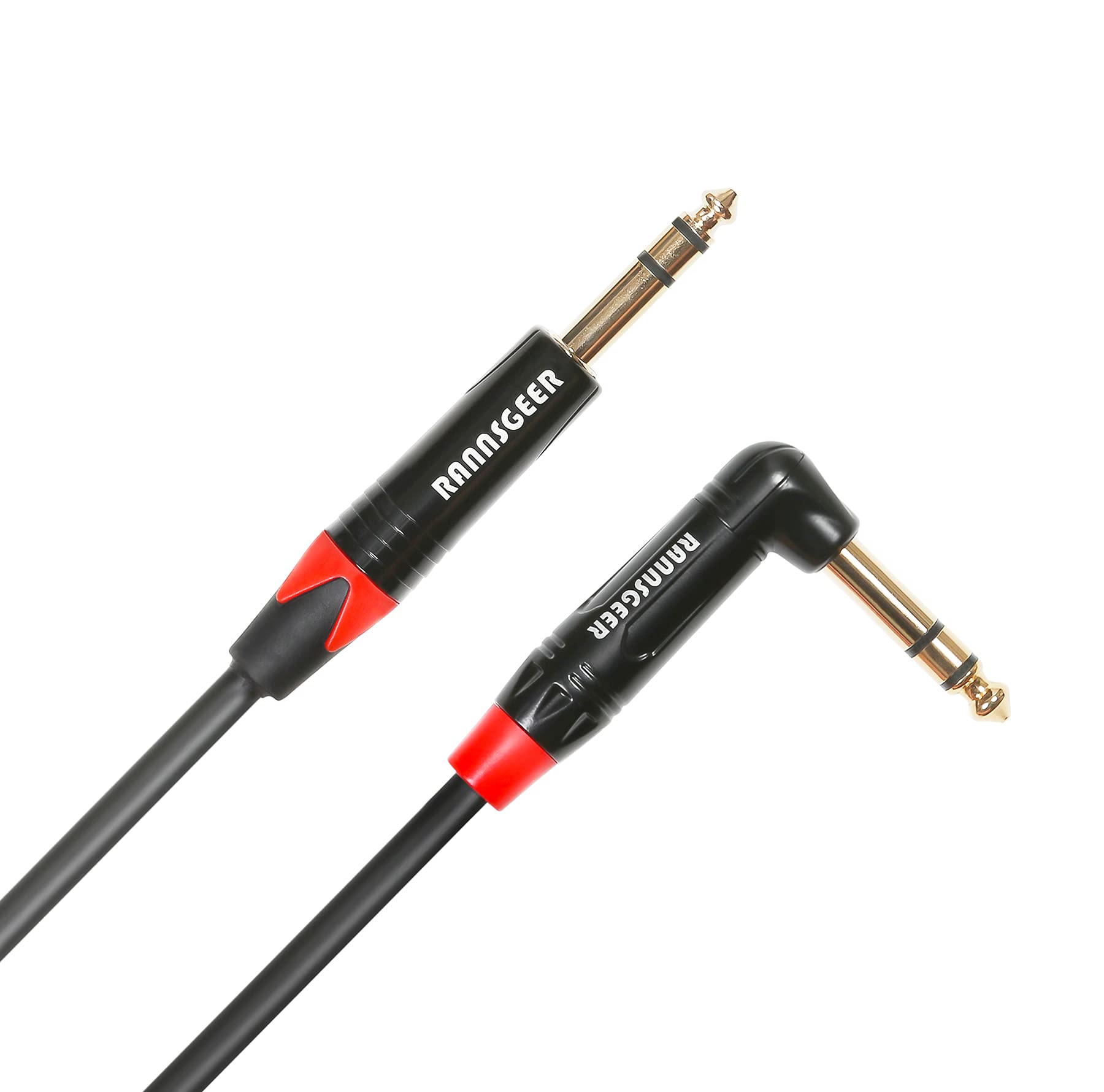 Rannsgeer 2 Pack 1/4 Inch Trs To Trs Right Angle Patch 1 Feet Cable (1 Ft 2 Pack)