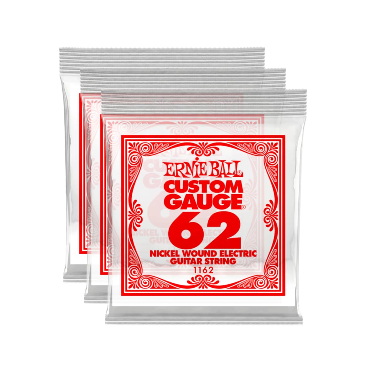Ernie Ball Nickel Wound Single Guitar Strings 3 Pack .062 3 Pack