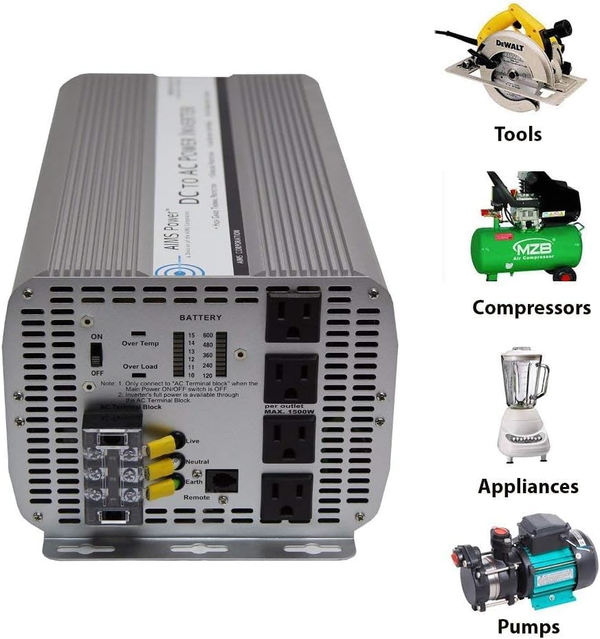 Aims Power 10000W Max Continuous Power Dc To Ac Power Inverter, Modified Sine
