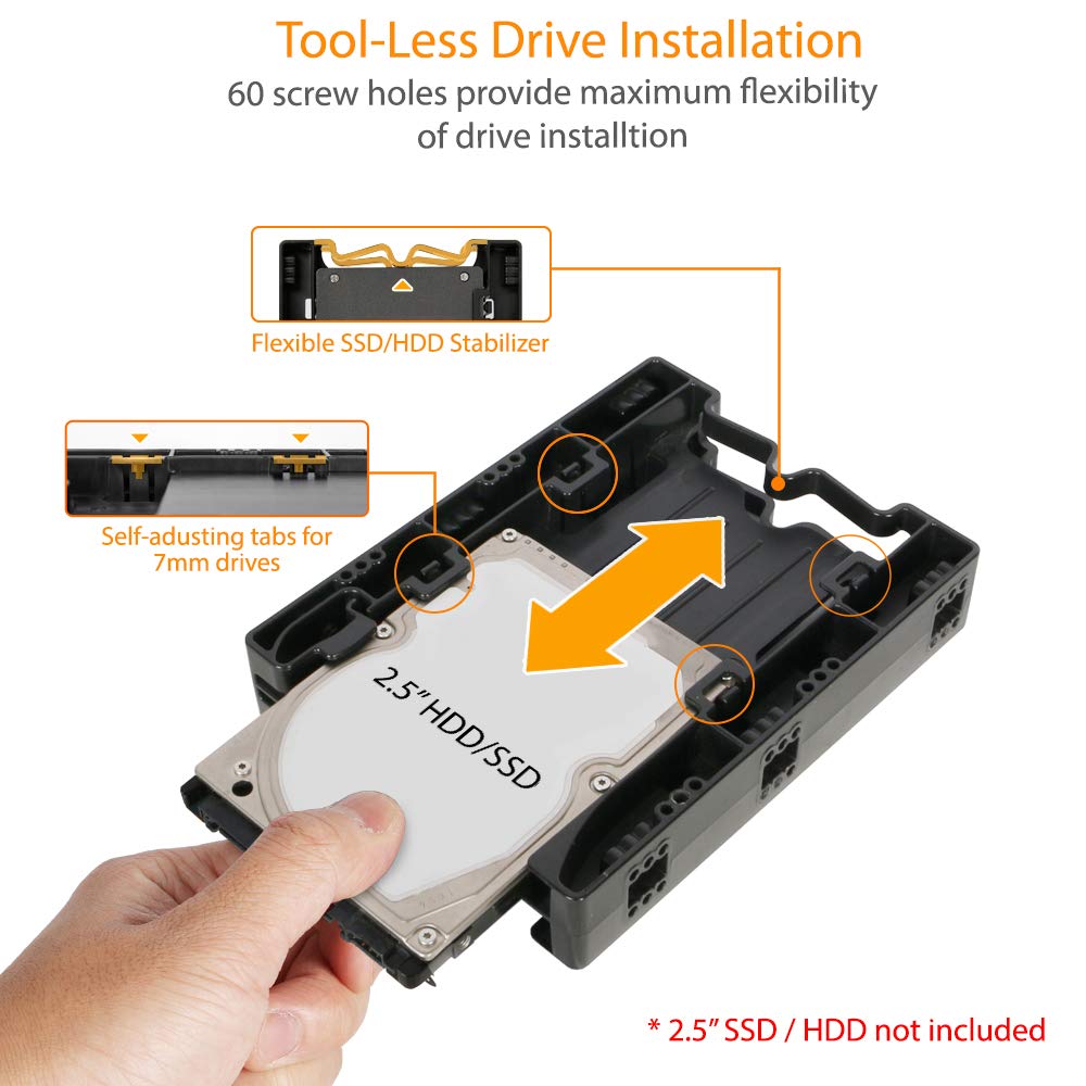 ICY DOCK Dual 2.5 inch to 3.5 inch HDD & SSD Light Weight Mounting Bracket Adapter for Internal 3.5' Drive Bay | EZ Fit Lite MB290SP B