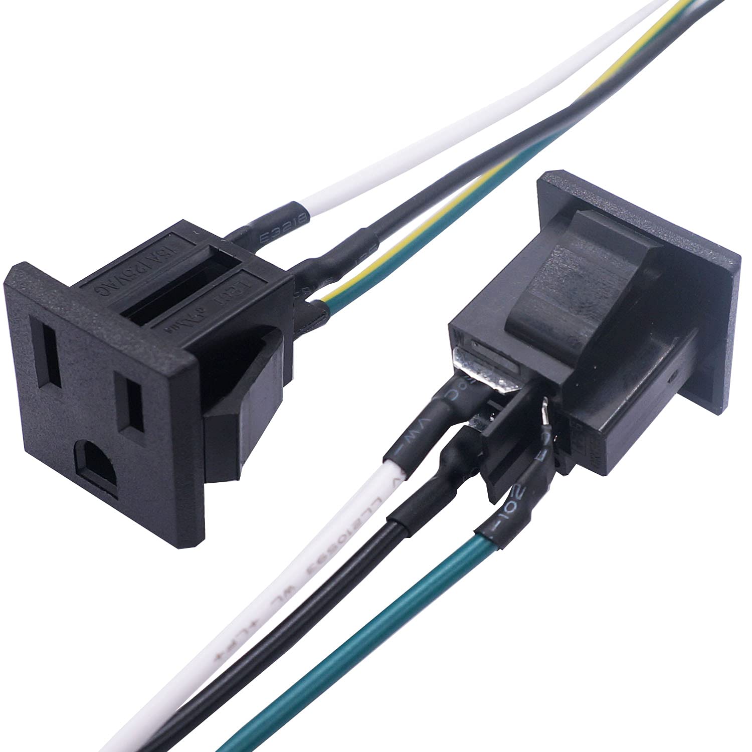 Weideer 3Pcs 3 Pins Us Power Socket Plug Panel 15A 125V Ac Panel Mount Outlet Industrial Plug Female Connectors Adapter With 18A