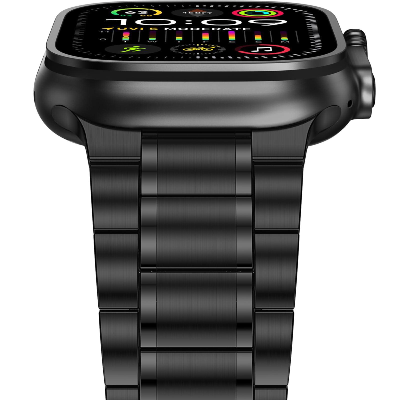 Anlinser Metal Bands Compatible with Apple Watch Band 49mm 46mm 45mm 44mm 42mm Women Men, Five-link Stainless Steel Strap for iW