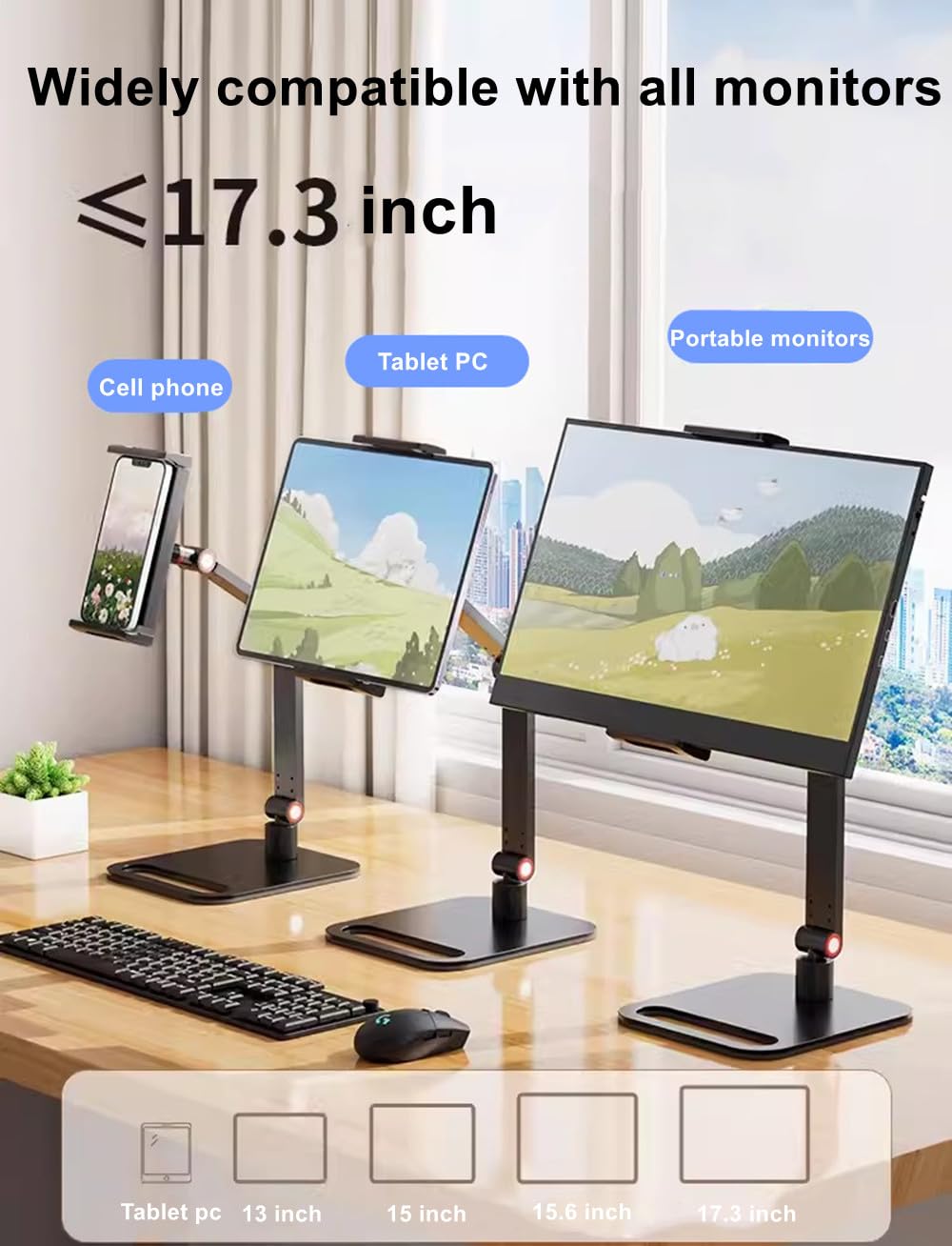 Aifeelife Portable Monitor Holder For 12 17.3 Inch Screen Desk Holder Metal Stand 16 Inch Universal Expandable Display Base 12.9