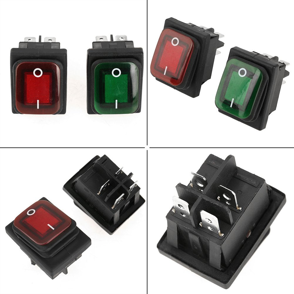 Red Green Light Dpst On Off Snap In Boat Rocker Switch 4 Pin 2 Position Waterproof Dustproof Red Green Lamp Rocker Switch 220V R