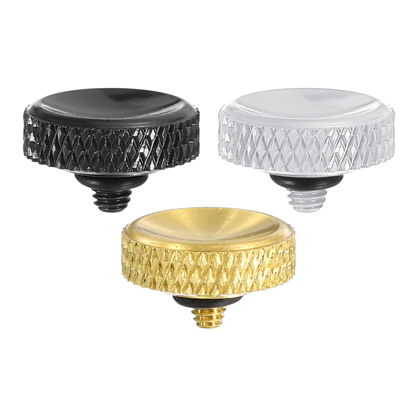 Patikil Camera Shutter Button, 3 Pack Soft Shutter Release Button Pure Copper Camera Button Carved, Silver Black Golden For Niko