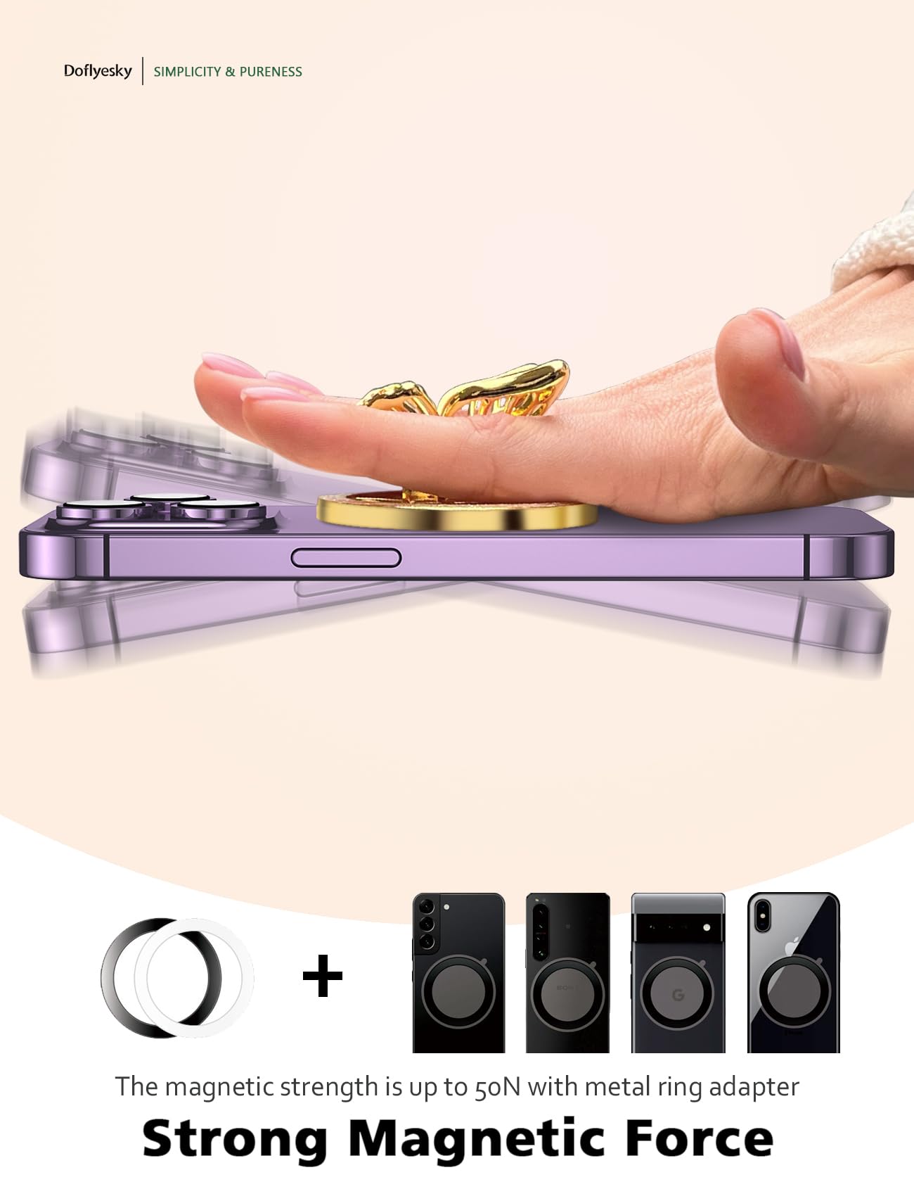 Doflyesky 2025 Upgrade Magnetic Phone Grip Compatible With Magsafe, Butterfly Phone Grip Holder Finger Kickstand For Magsafe, Ad