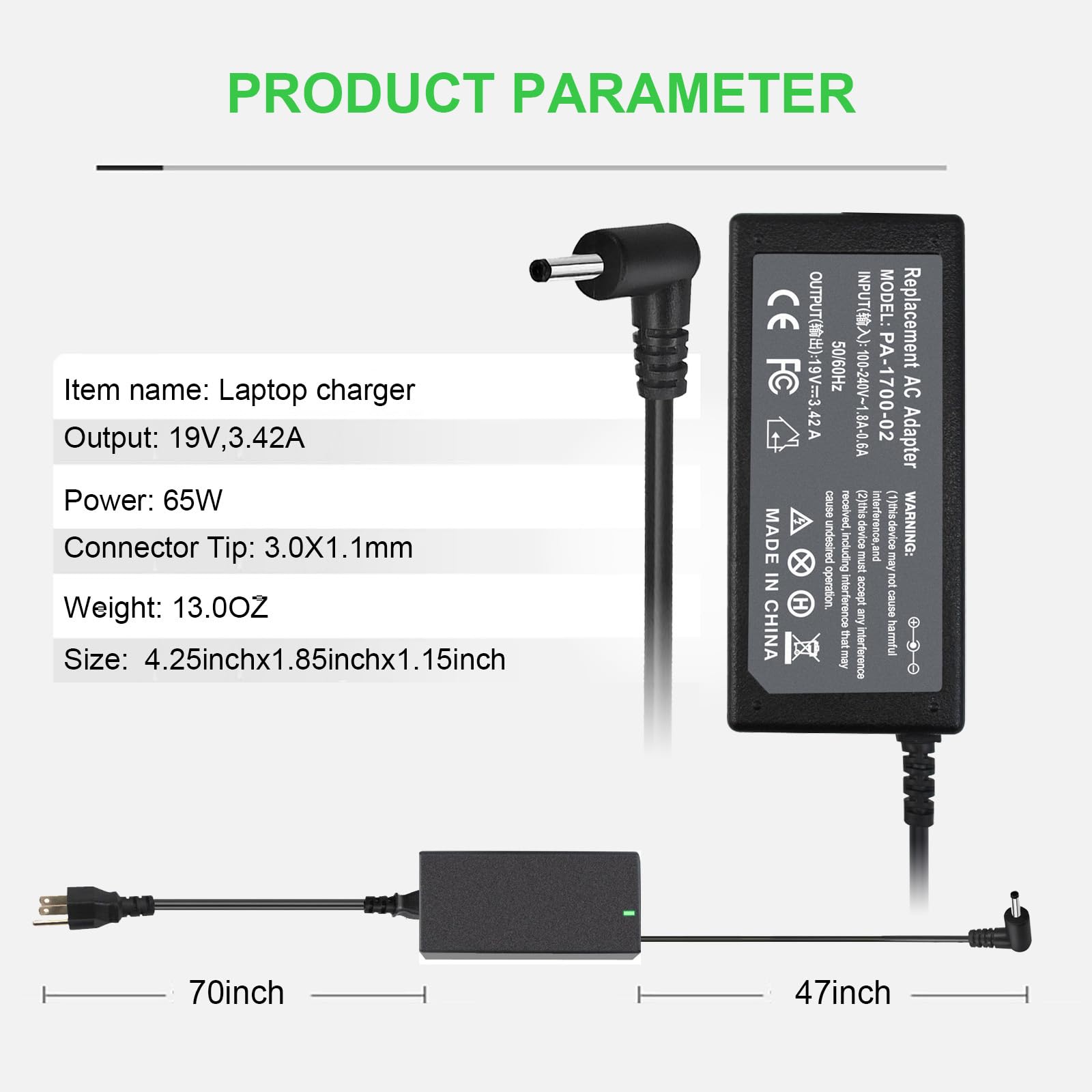 N15Q9 N15Q8 N16Q1 N16P3 N16P1 N19C4 Laptop Charger 65W For Acer Chromebook 11.6'' C720 C720P C731 C738T C740 C670 Cb3 111 Cb3 43