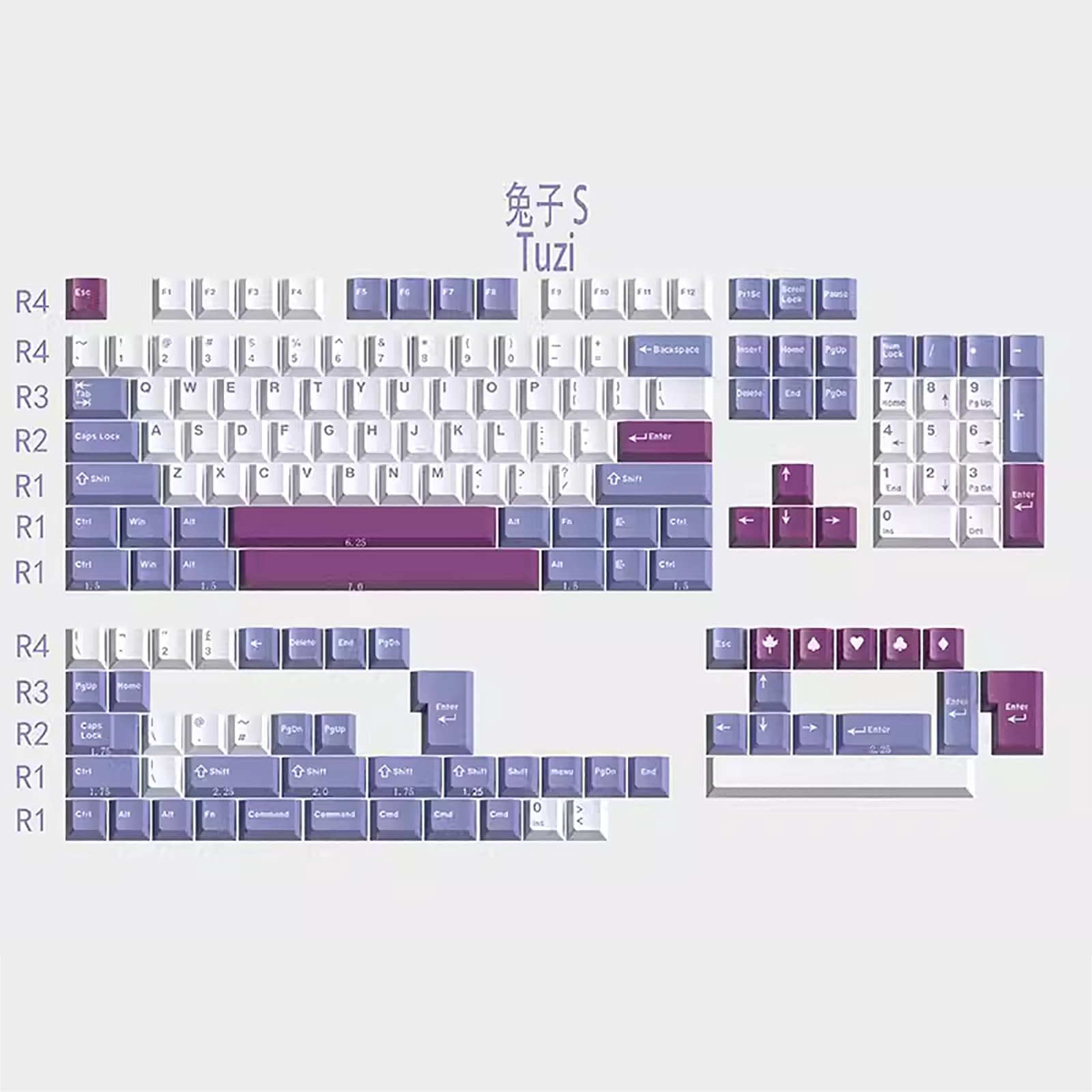 160 Keys Doubleshot Keycaps Cherry Profile Tuzi Keycaps Set 7U Spacebar Fit For 61/64/87/104/108 Cherry Mx Switches Iso Ansi Lay
