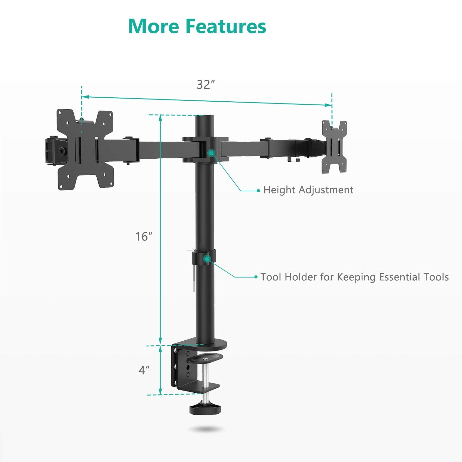 WALI Dual Monitor Desk Mount, Monitor Stand for 2 Monitors Up to 27inch, Dual Monitor Mount Max 22lbs for Home, Office, School (M002), Black