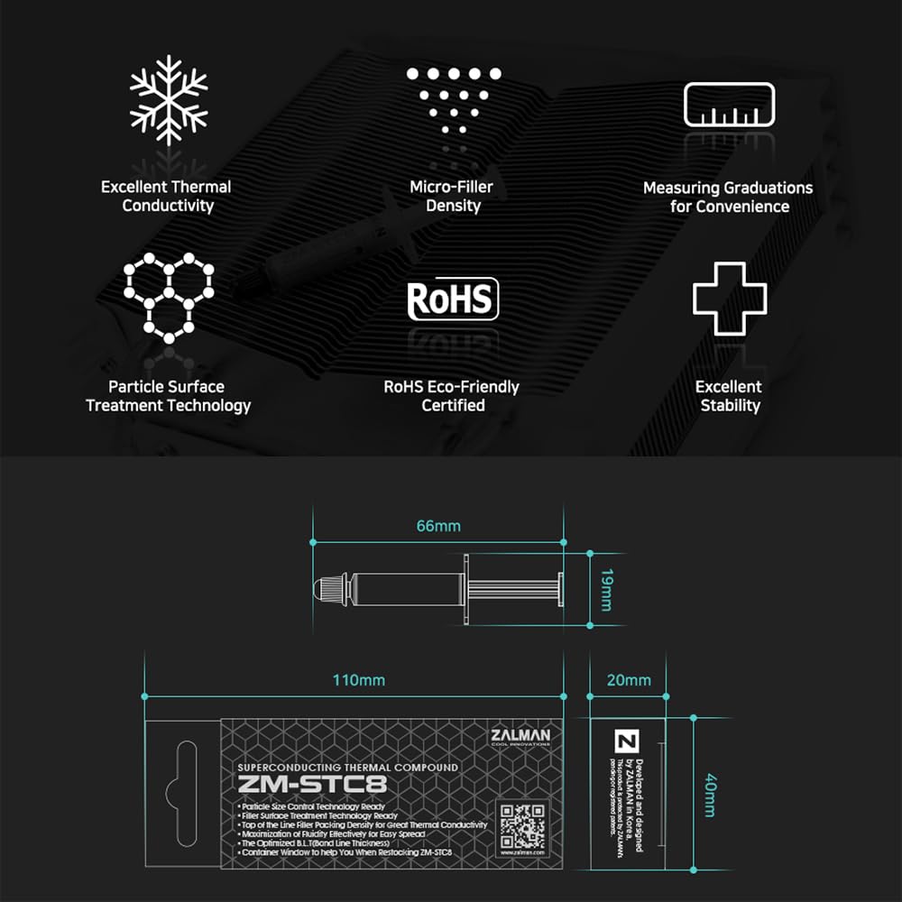 Zalman Stc8 Thermal Paste, 1.5G Premium Cpu Thermal Compound For All Processors, Heatsink, Ic, Computer Processor, Cooler, Gpu,
